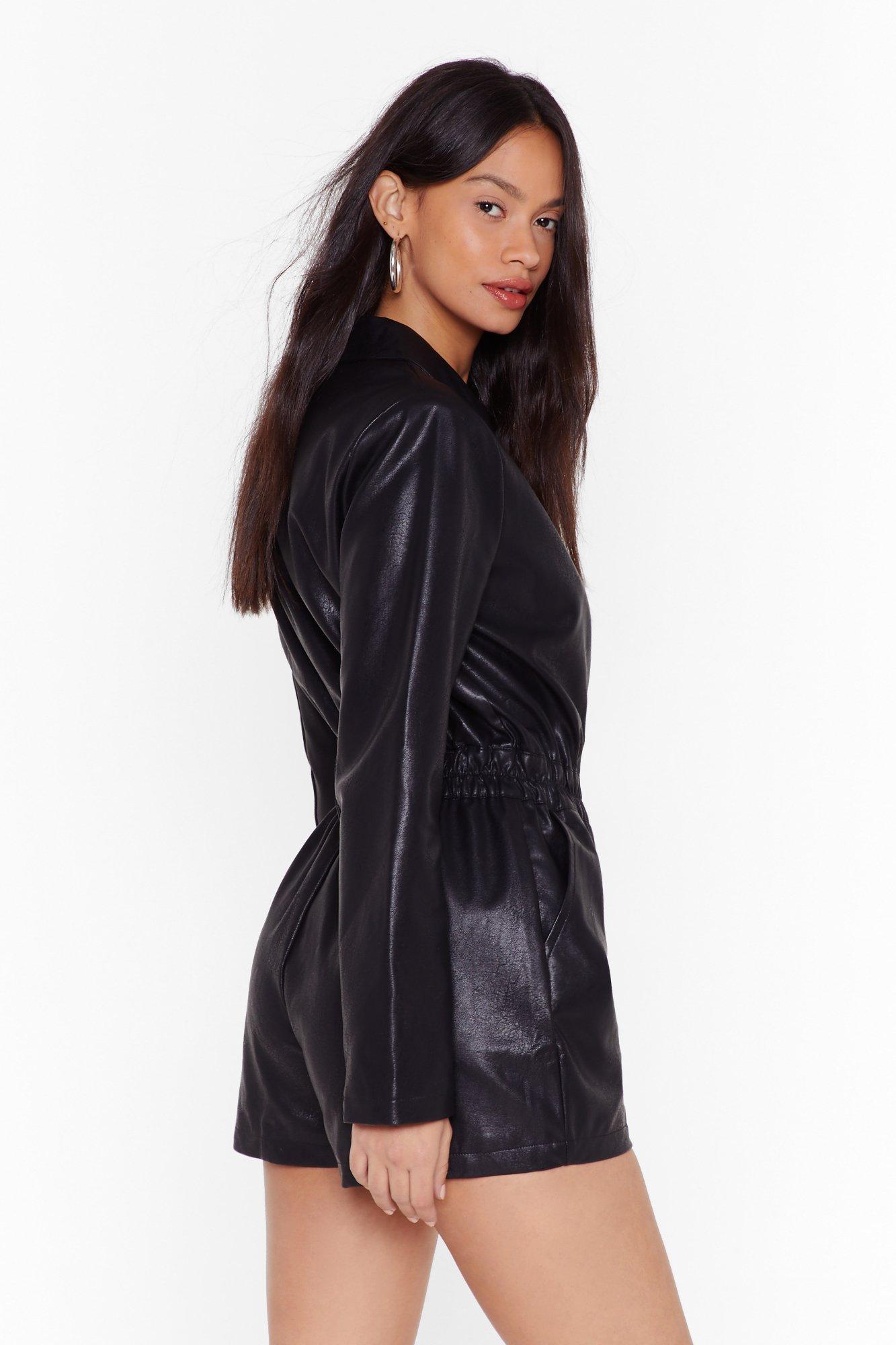 leather romper shorts