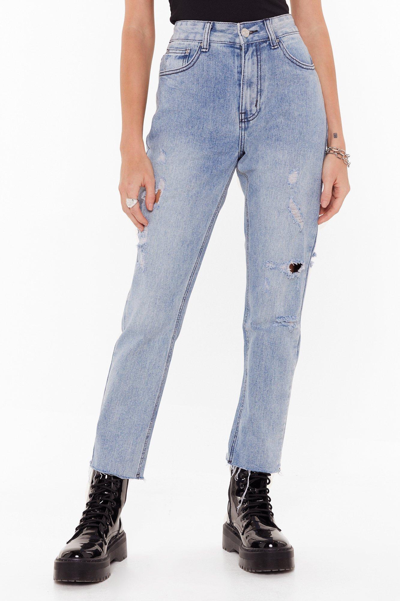 light wash distressed mom jeans