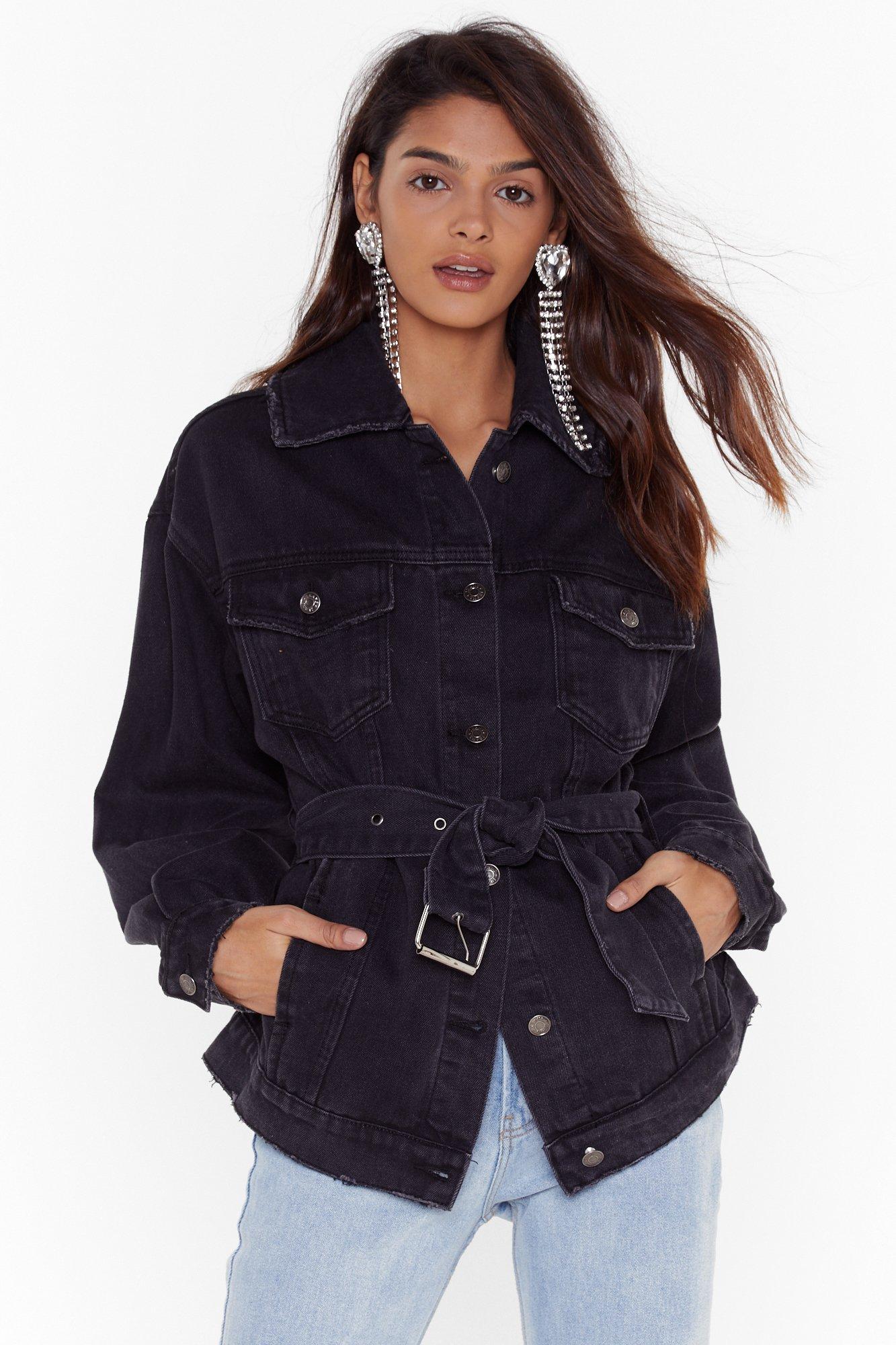 denim belted jacket