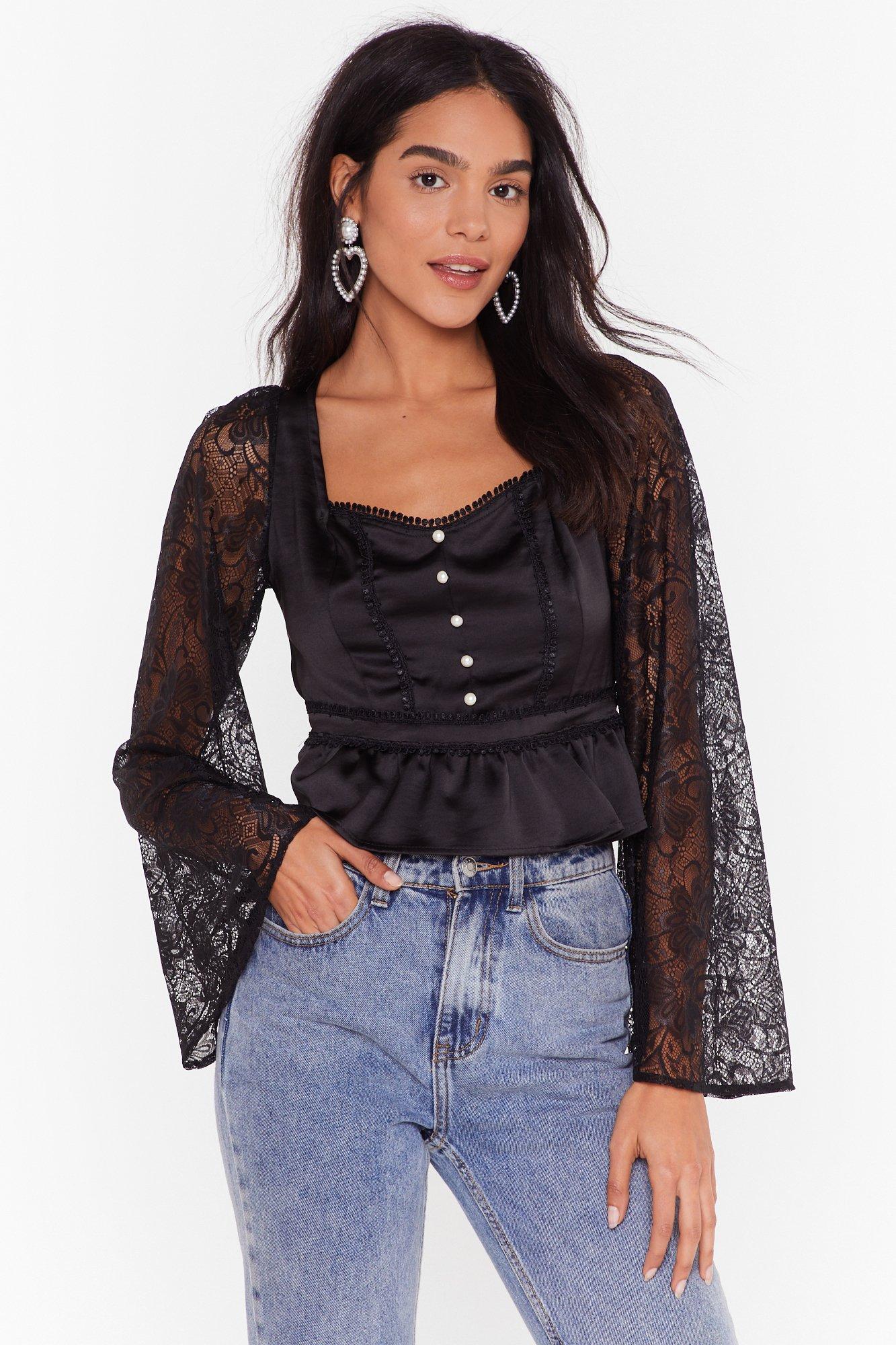 satin lace blouse