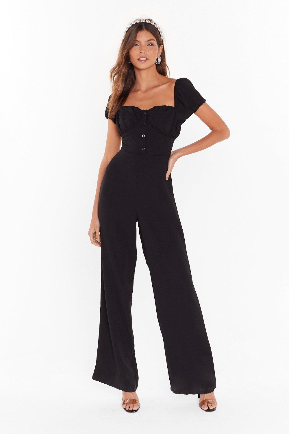 jumpsuit with puff sleeves