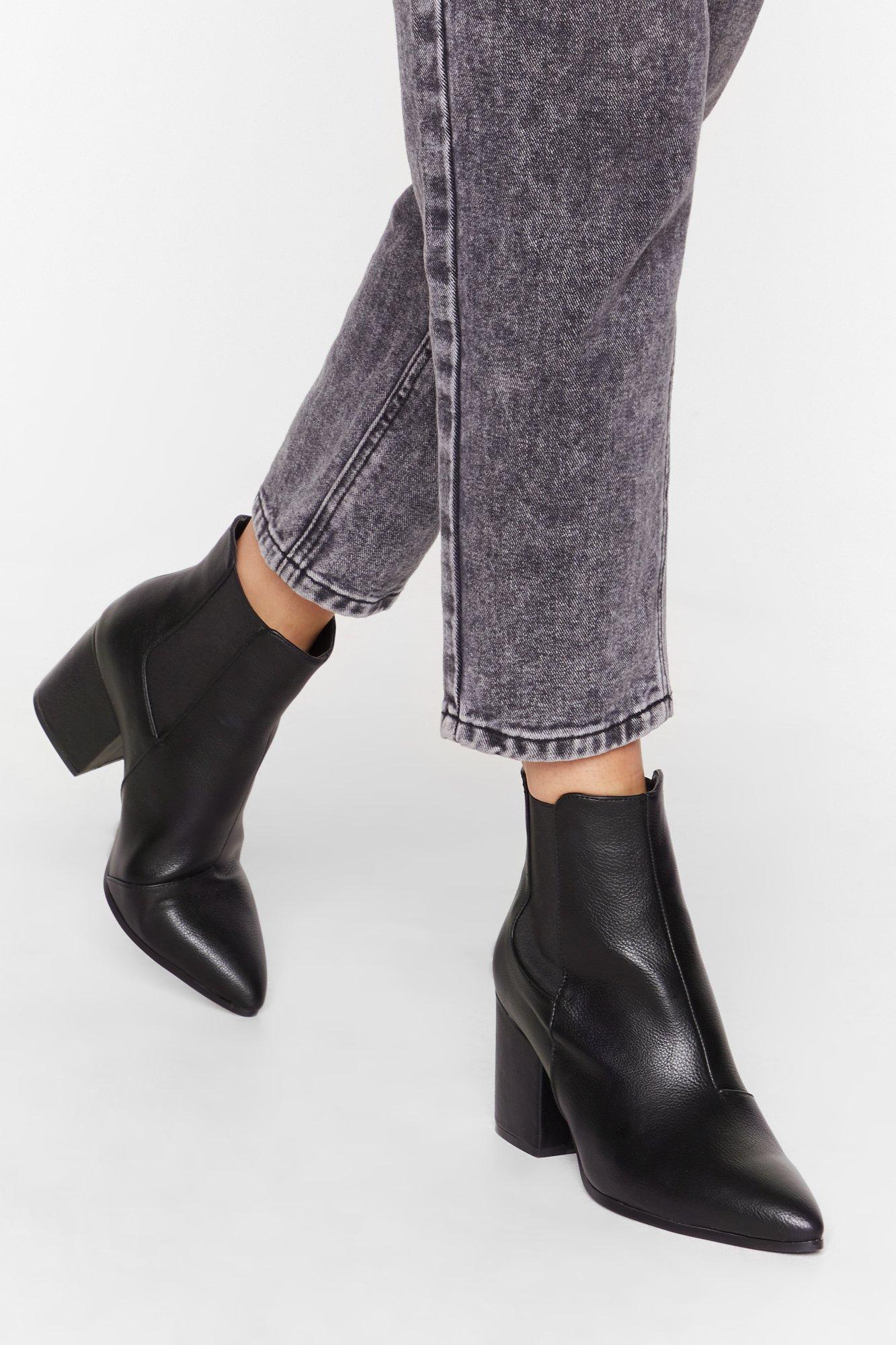 leather heeled boots