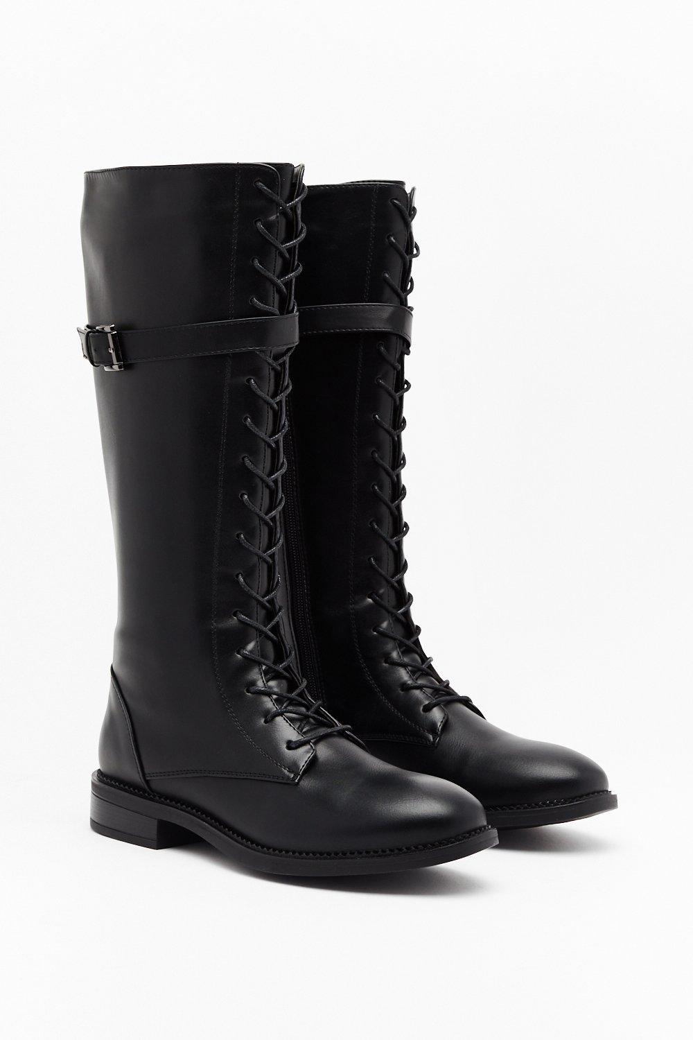 knee high leather biker boots