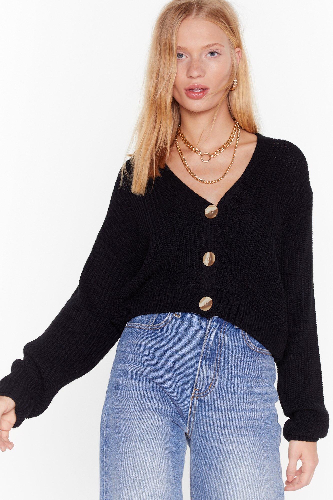 button down crop cardigan