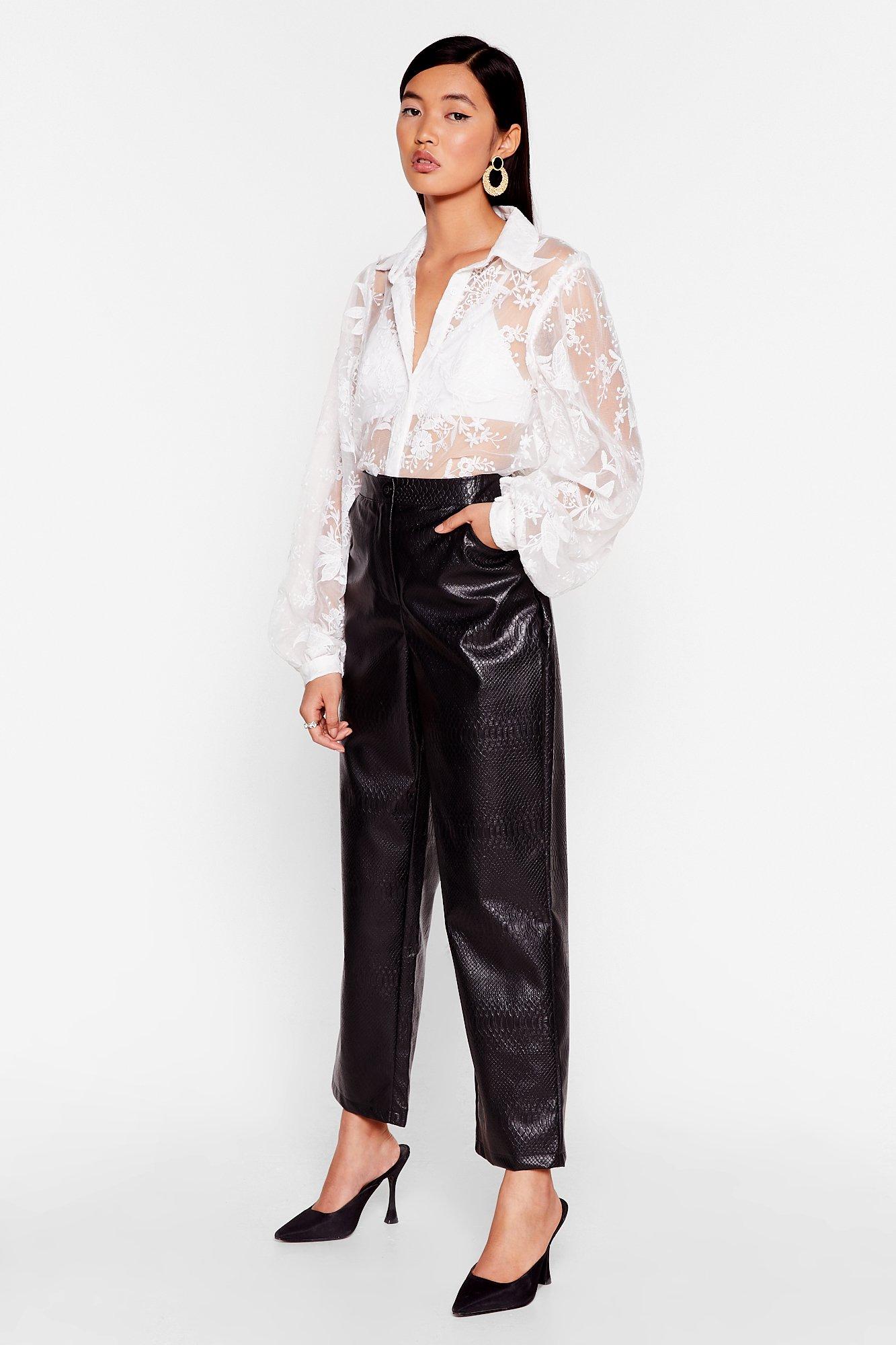 croc faux leather pants