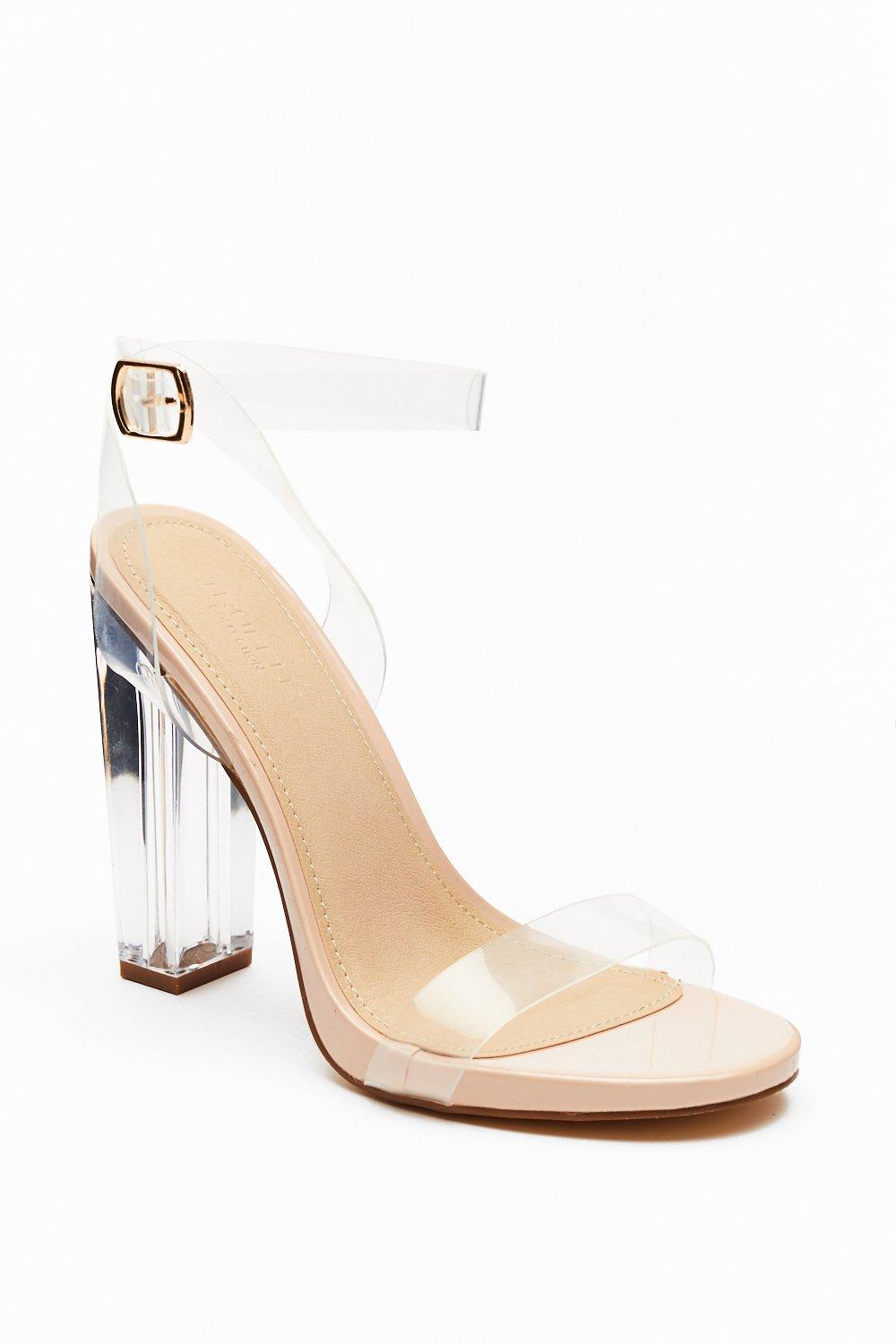 clear strap wide fit heels
