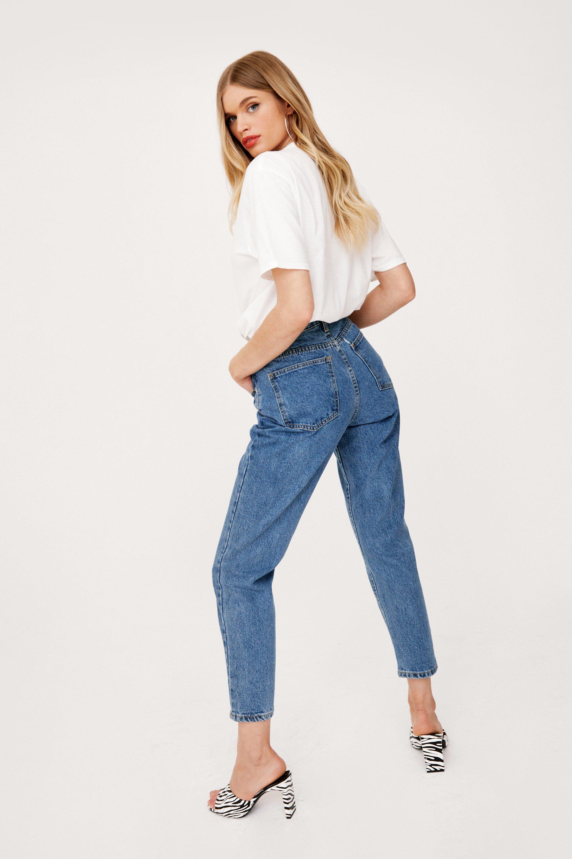 high waisted blue mom jeans