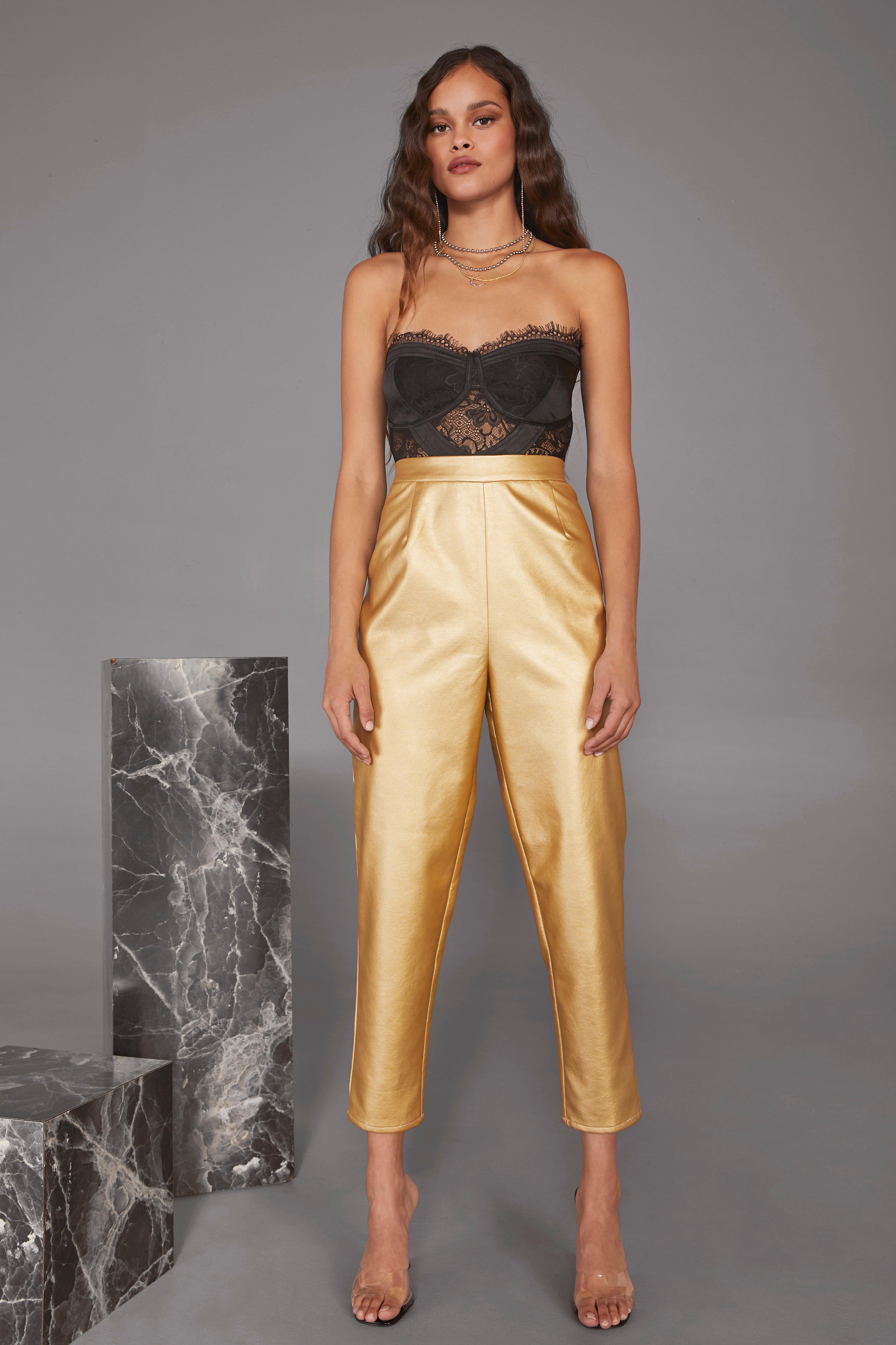 metallic high waisted pants