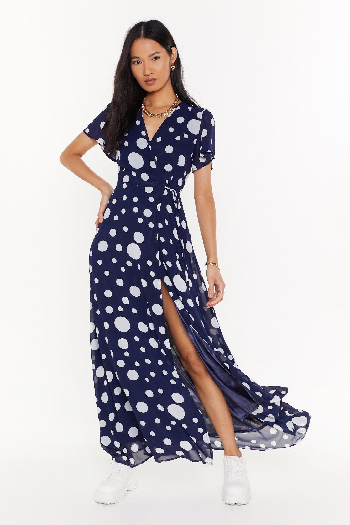 polka dot wrap maxi dress