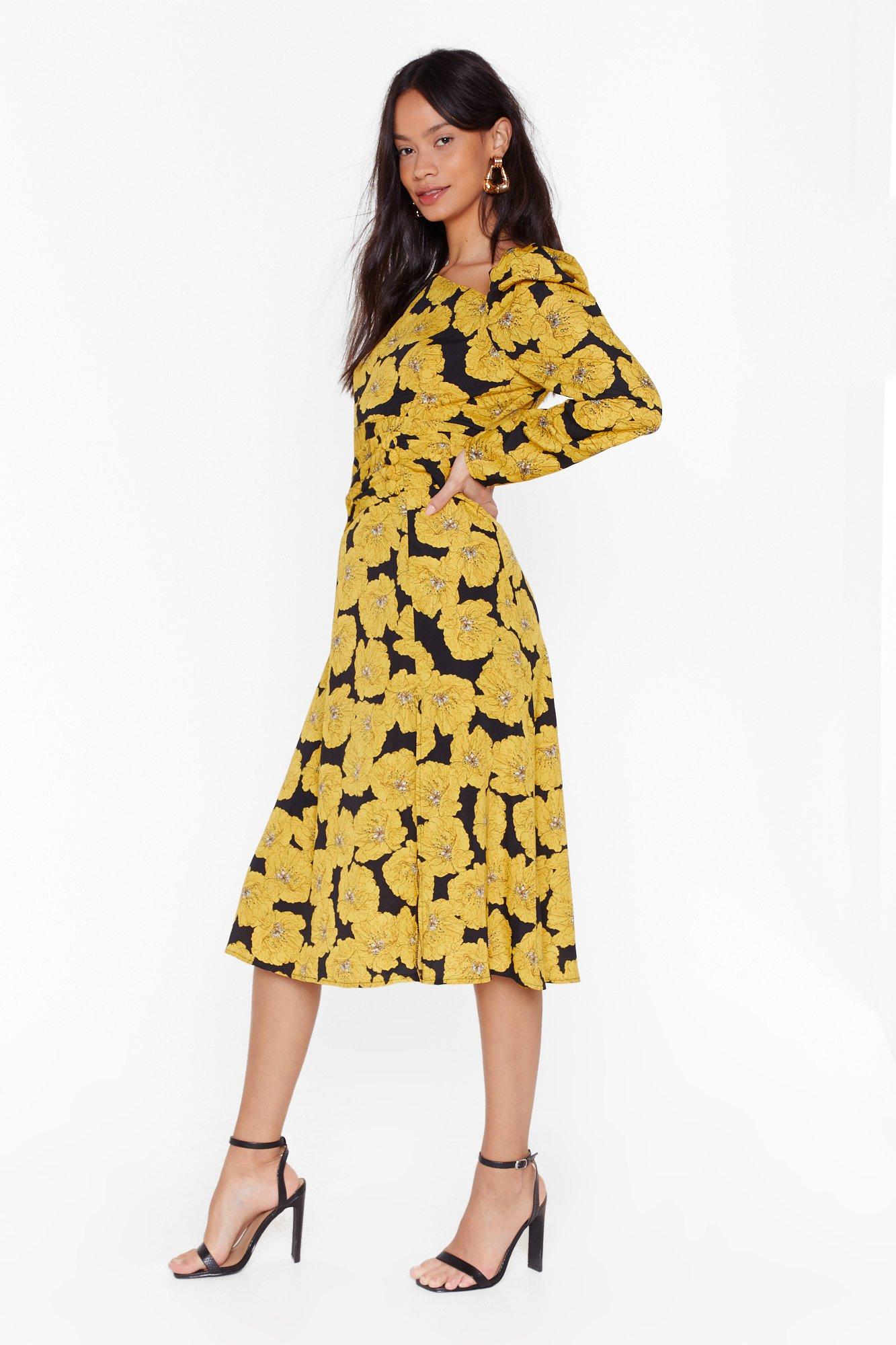 Time Grows By Floral Midi Dress Nasty Gal