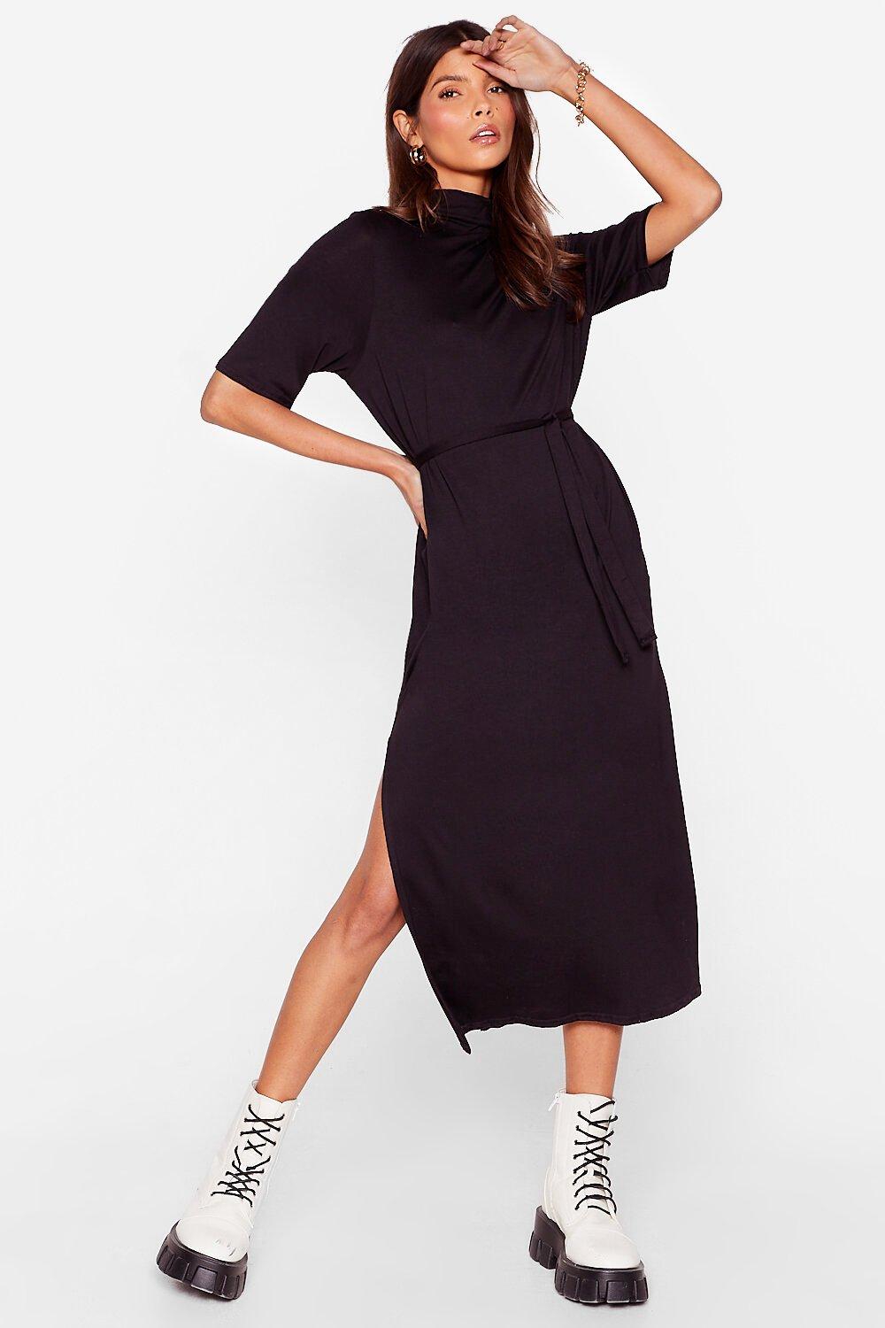 nasty gal black midi dress