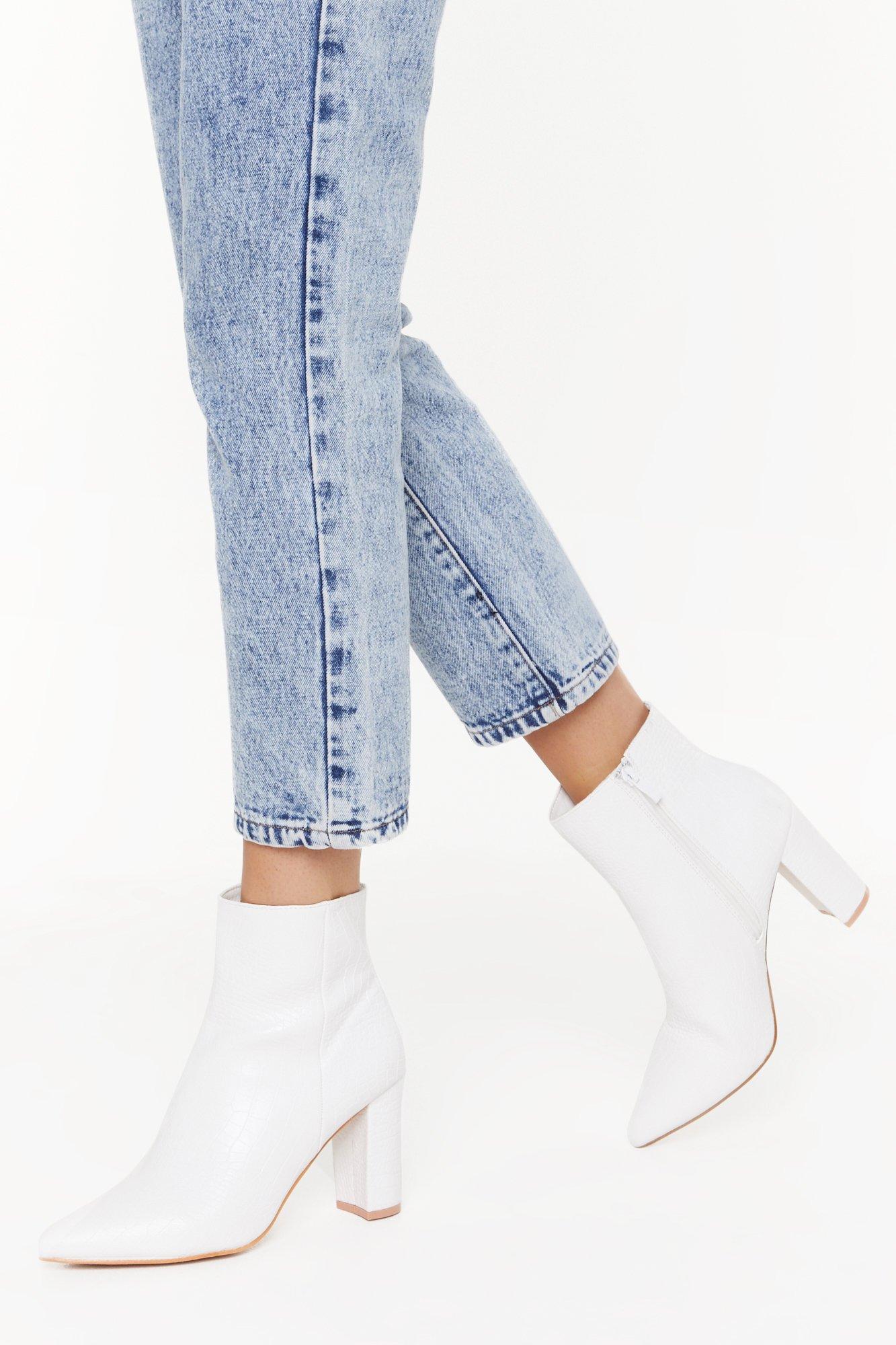 white croc ankle boots