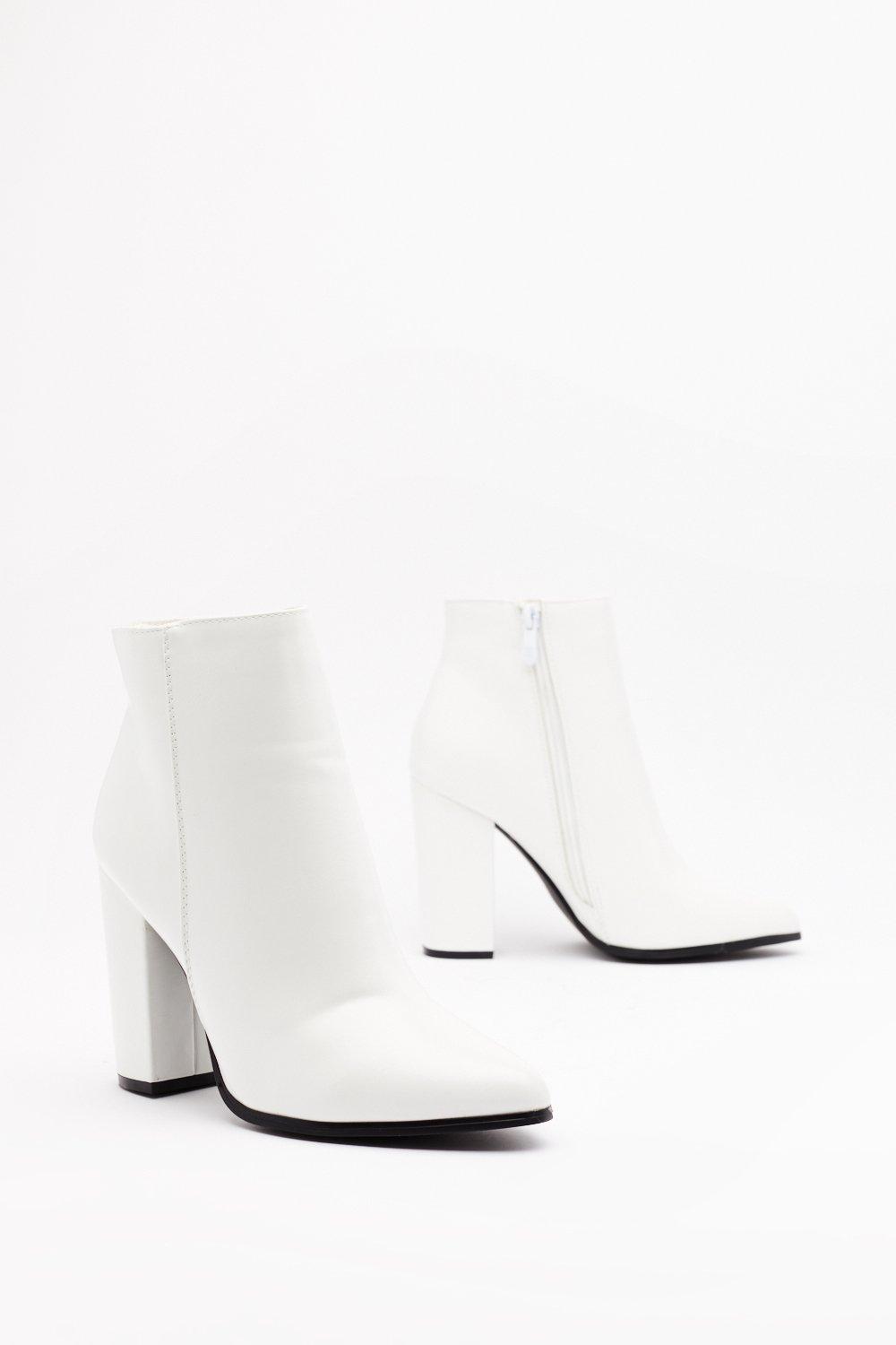 white short boots with heels