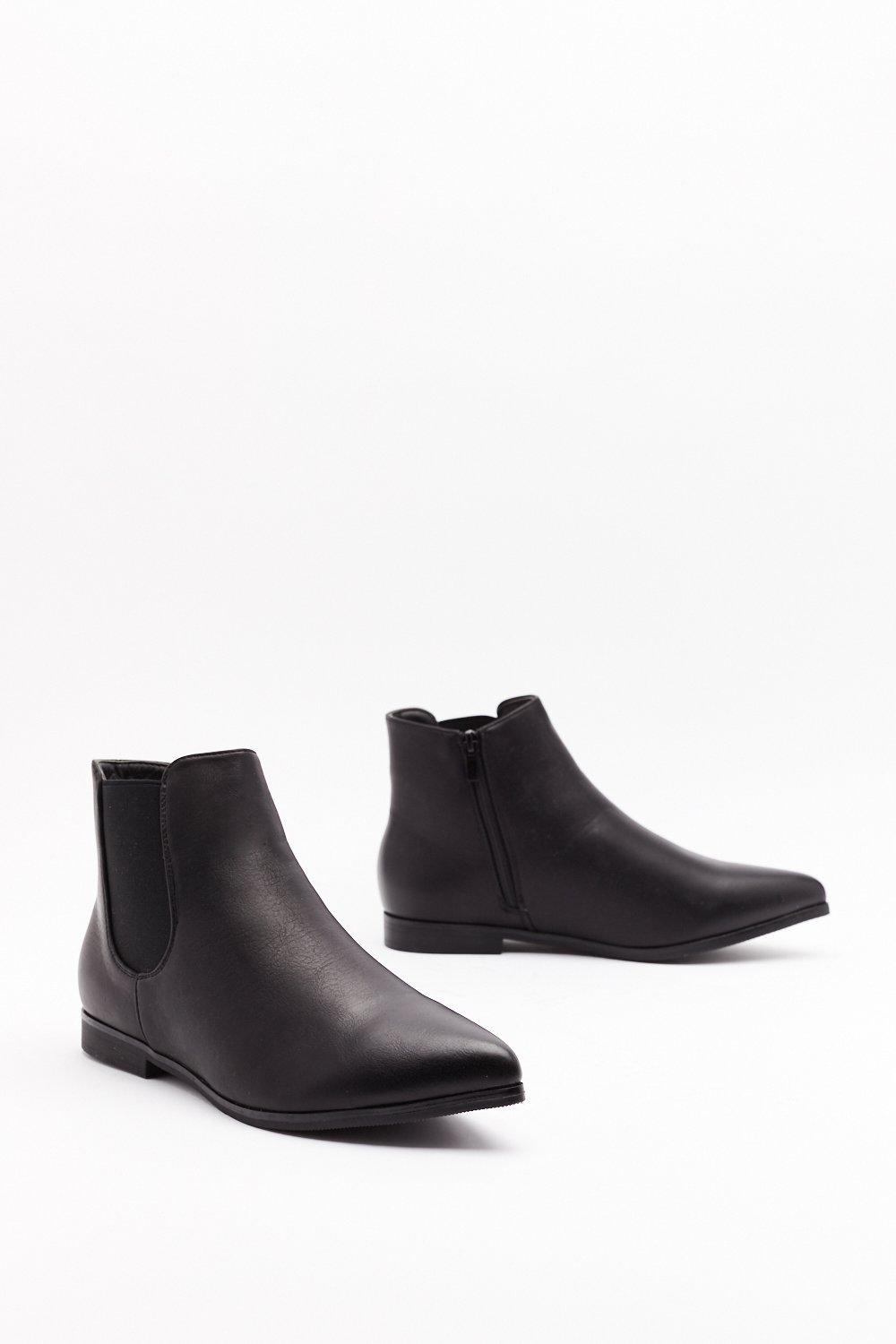 black flat chelsea boots