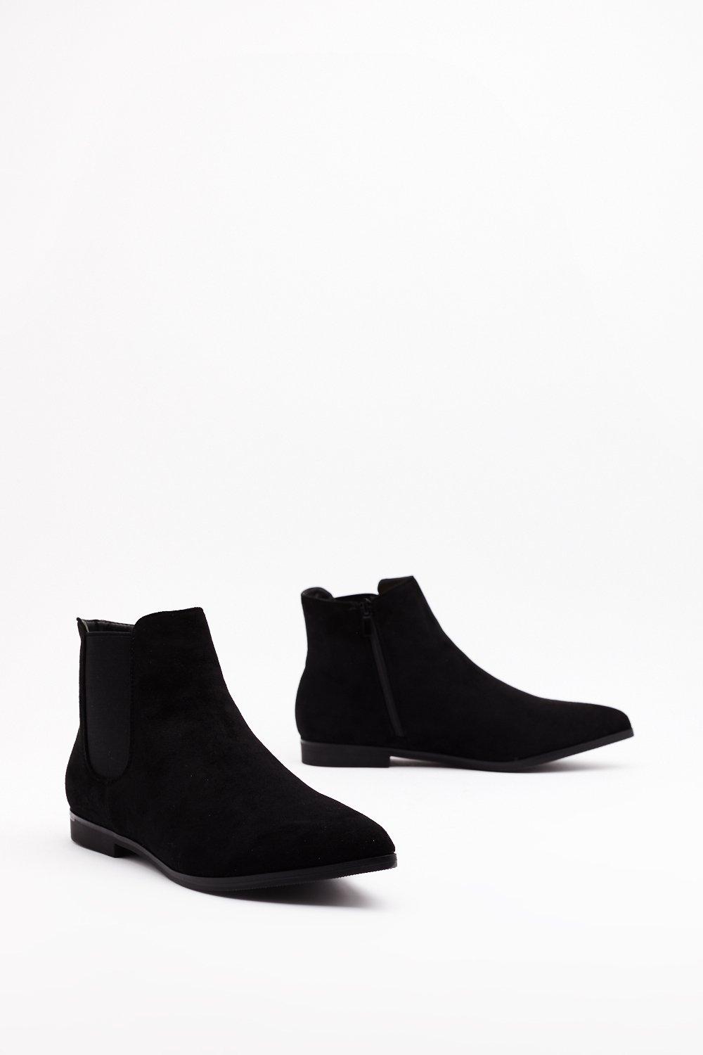 flat suede chelsea boots