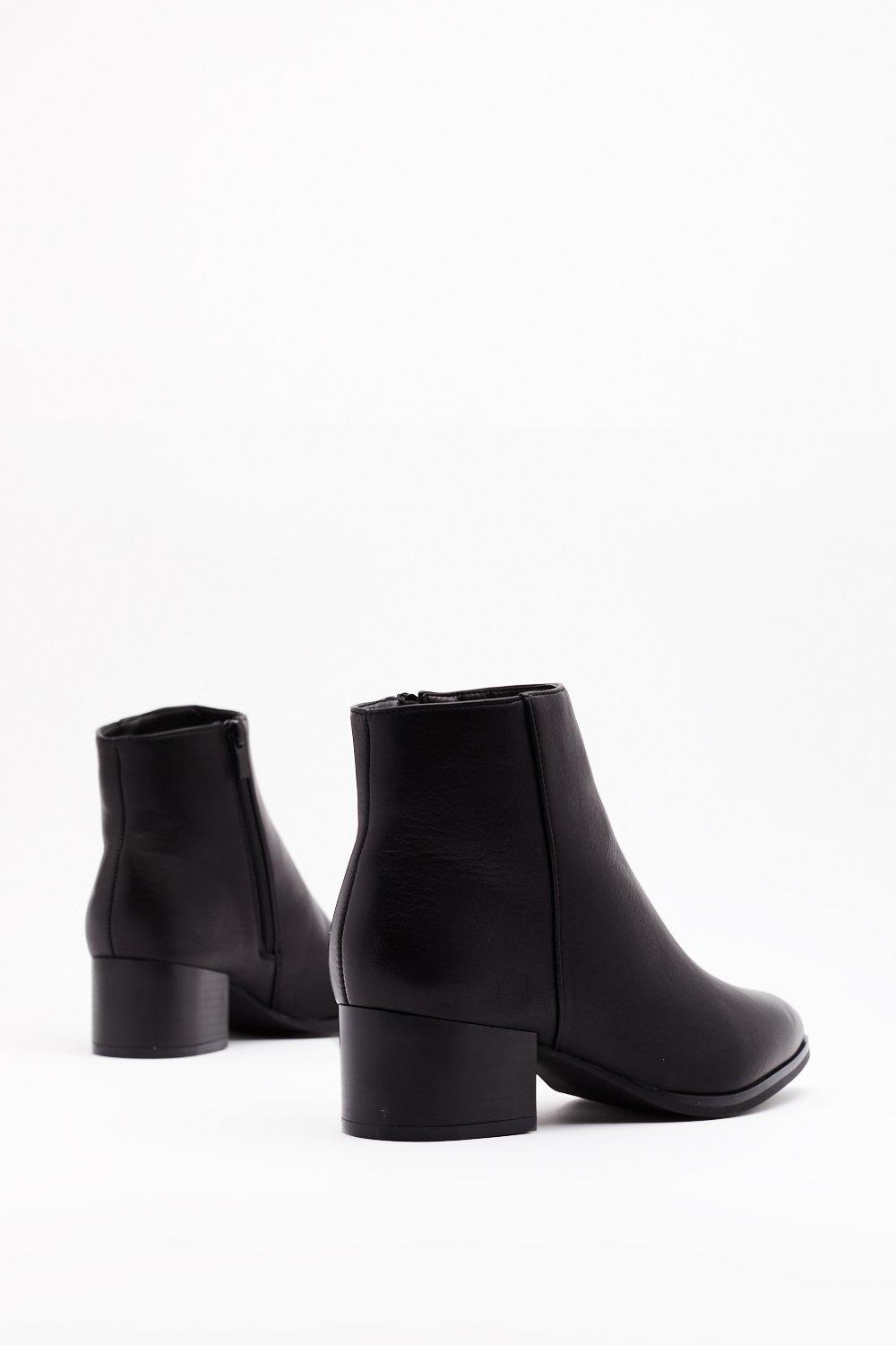 Pointed Mid Block Heel Ankle Boots 