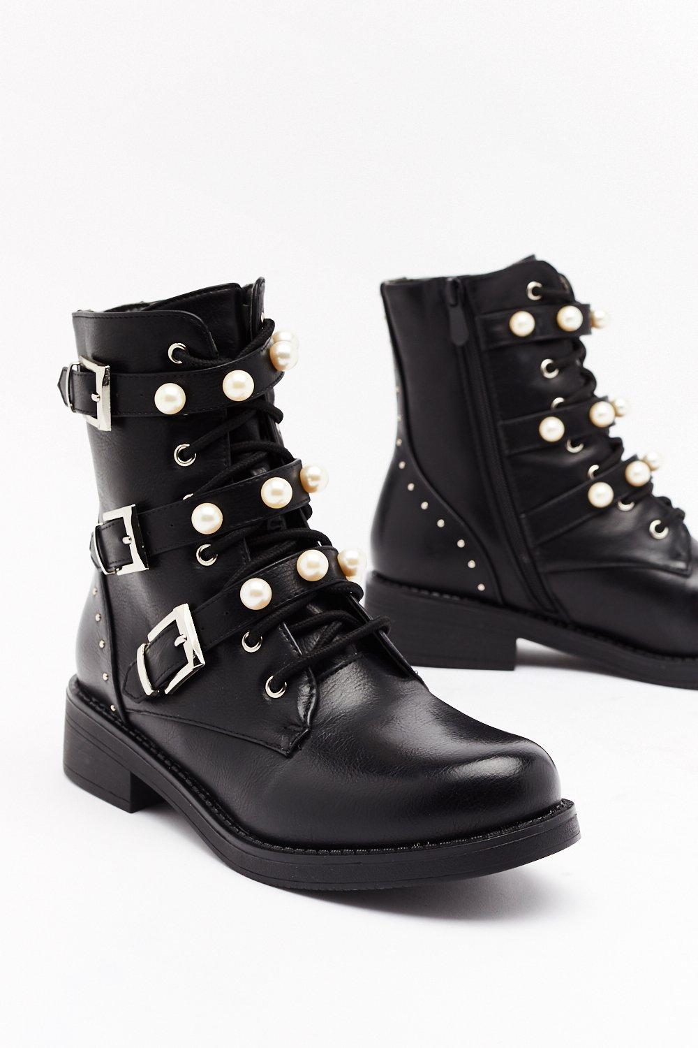 pearl biker boots