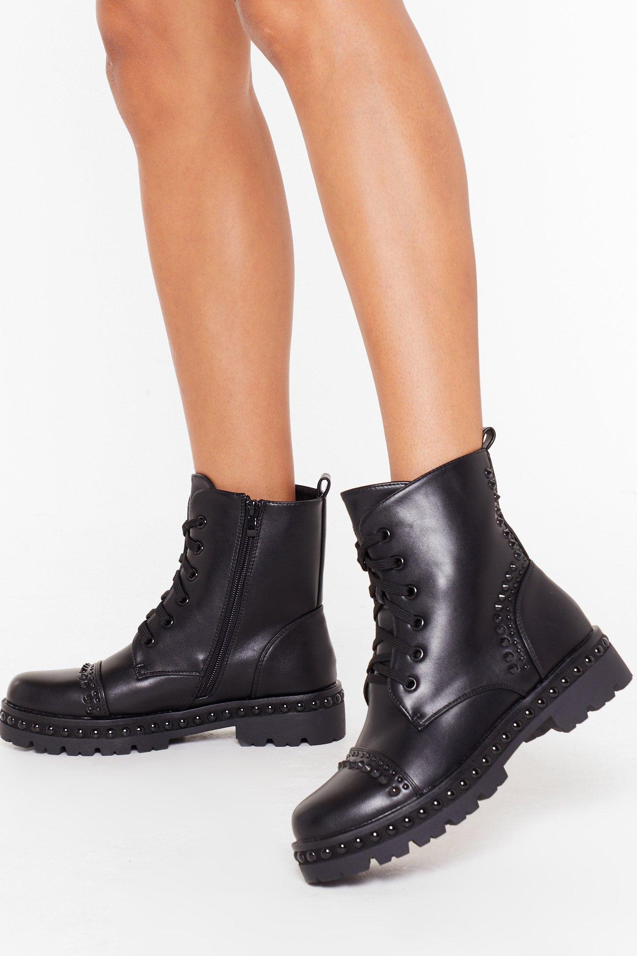 black leather biker boots