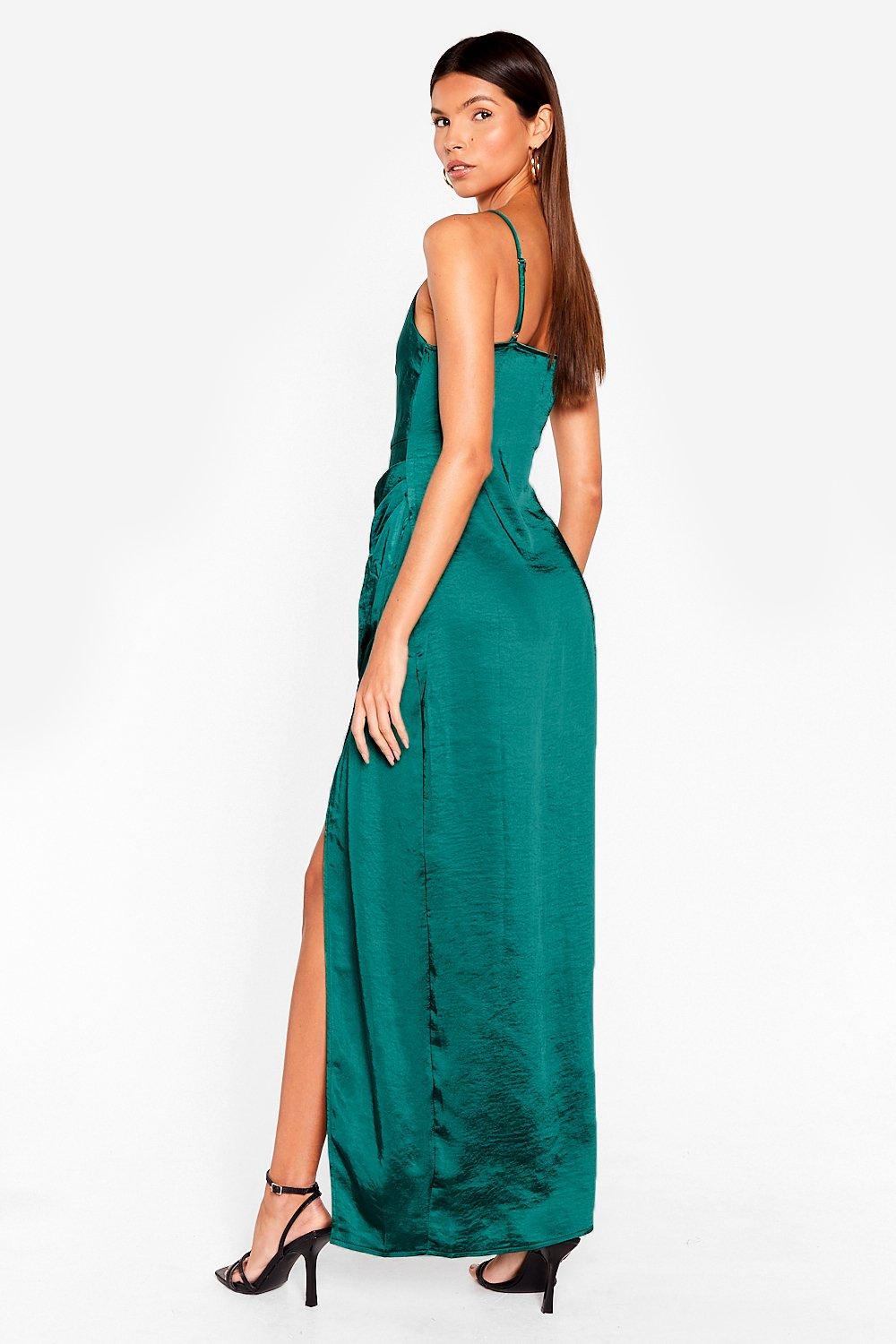 dark green cowl neck dress