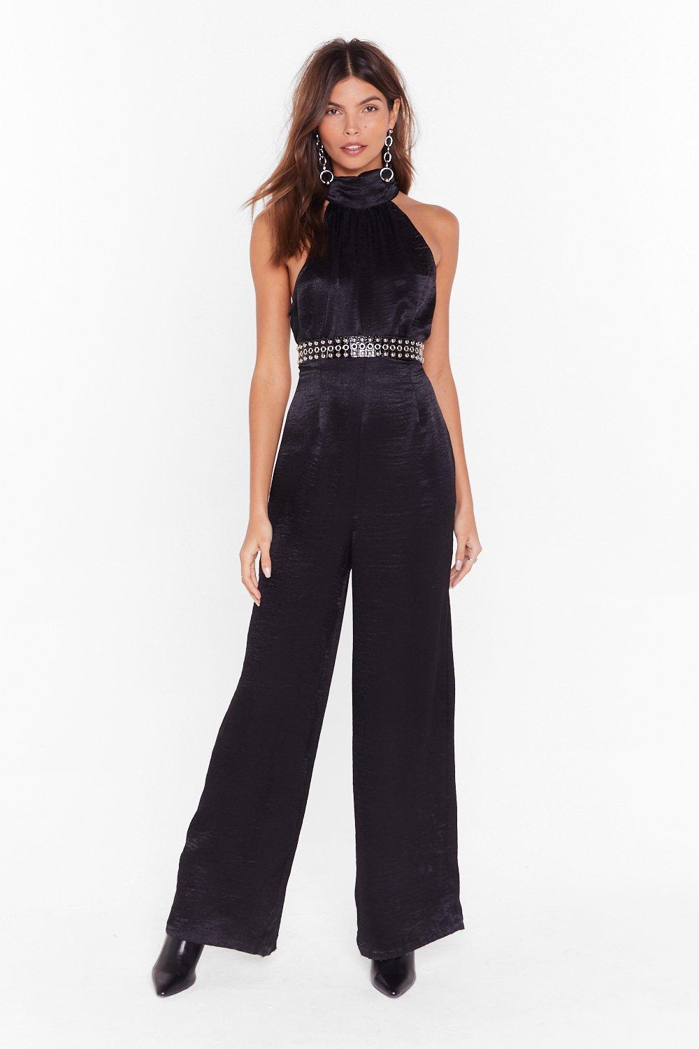 satin wide leg jumpsuit