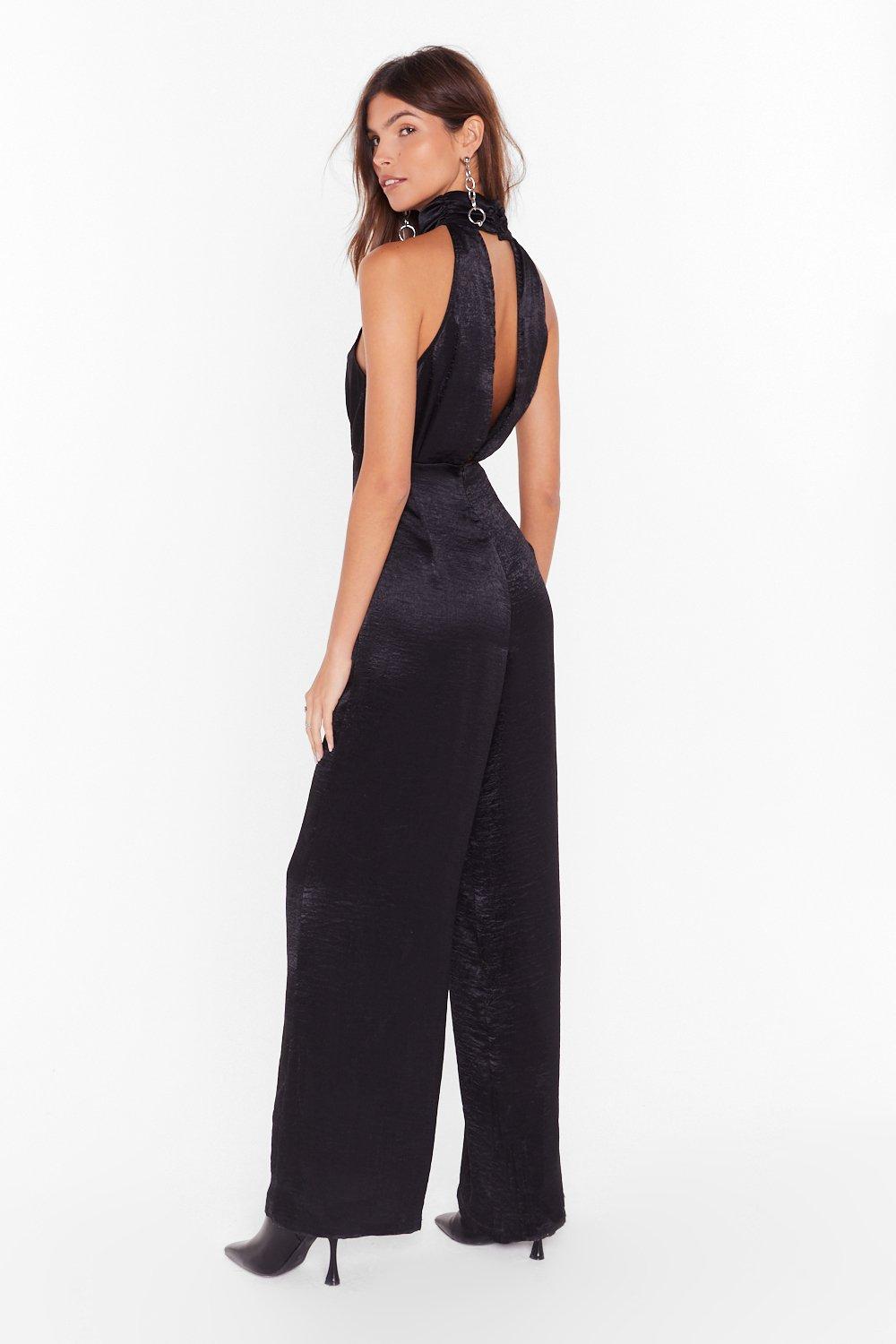 satin wide leg jumpsuit