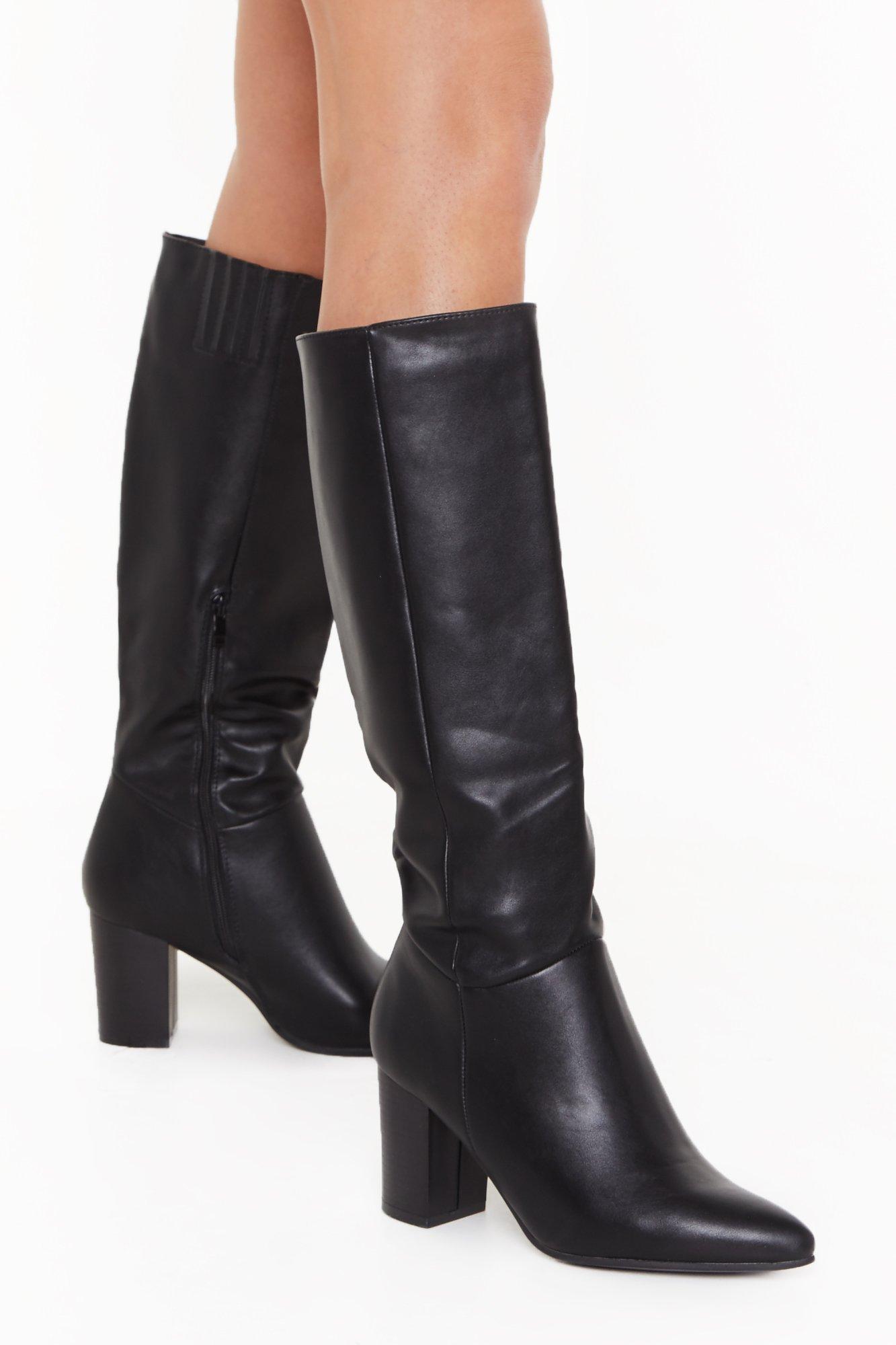 knee length heeled boots