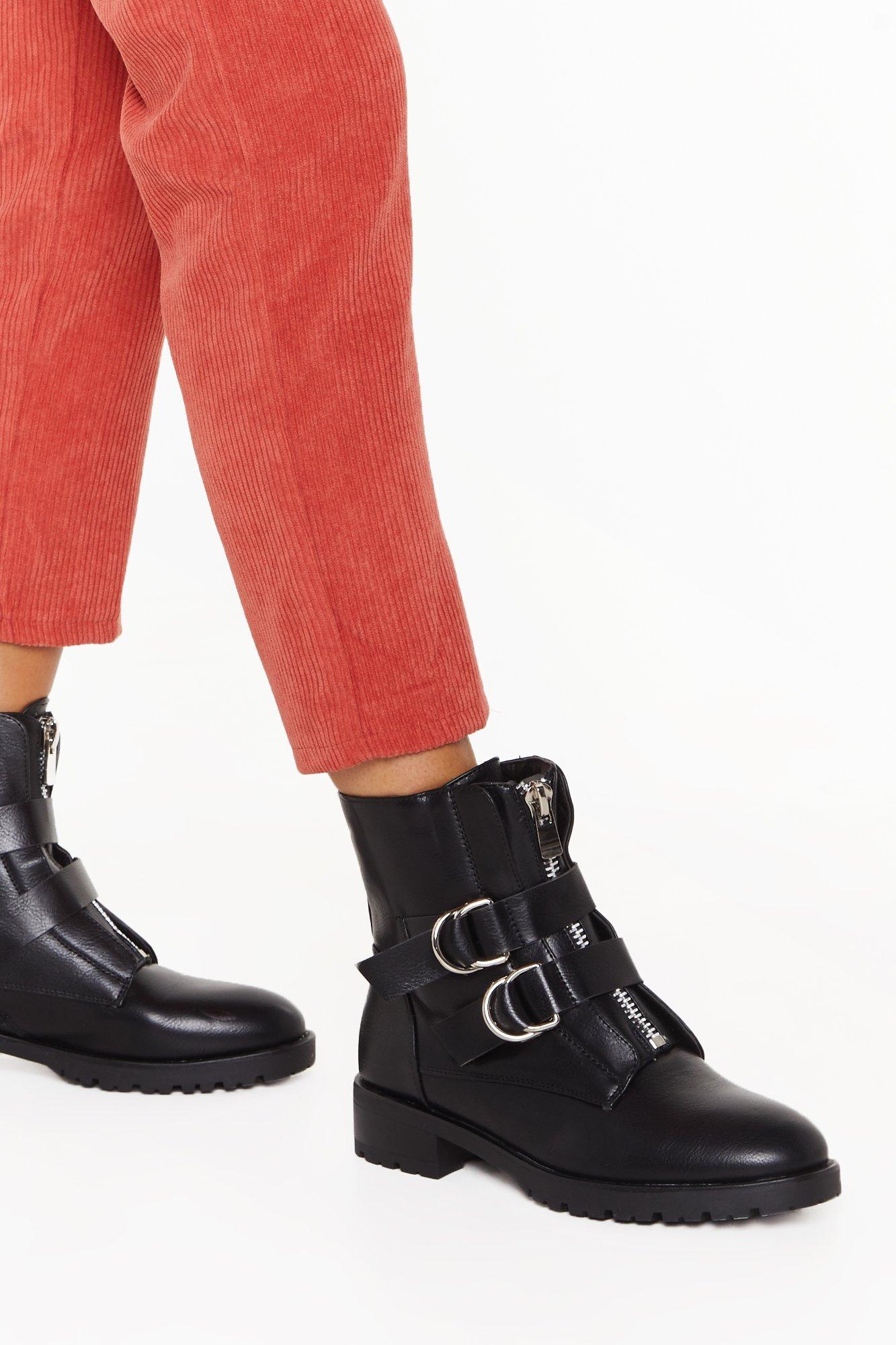 black biker boots with buckles