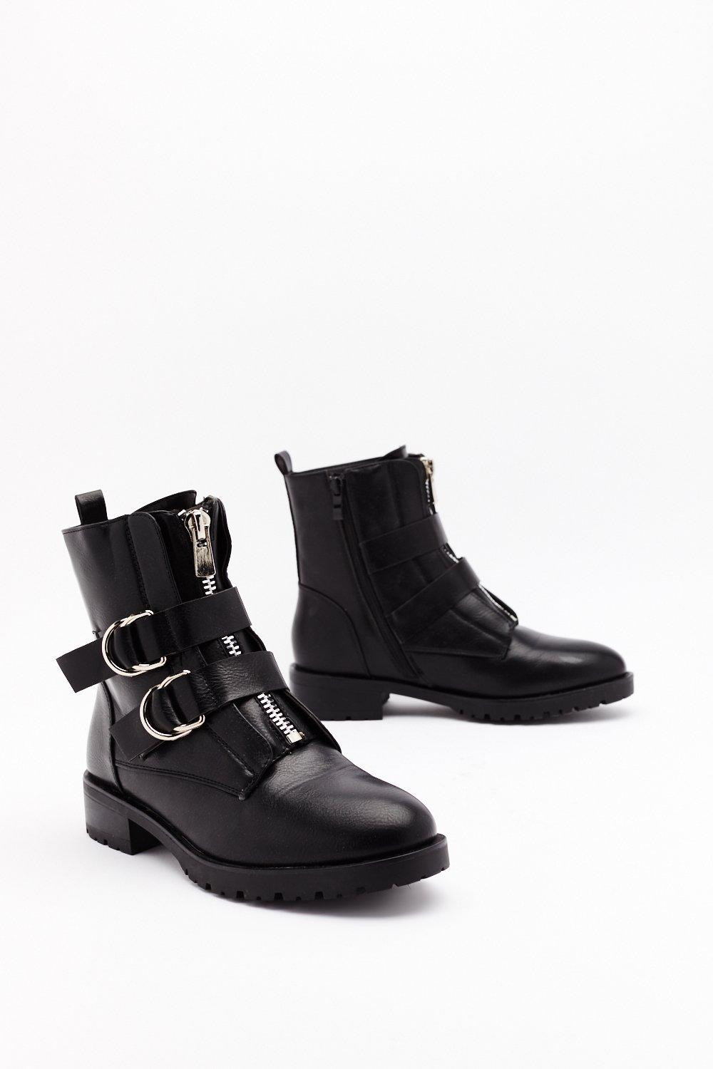 black biker boots with buckles