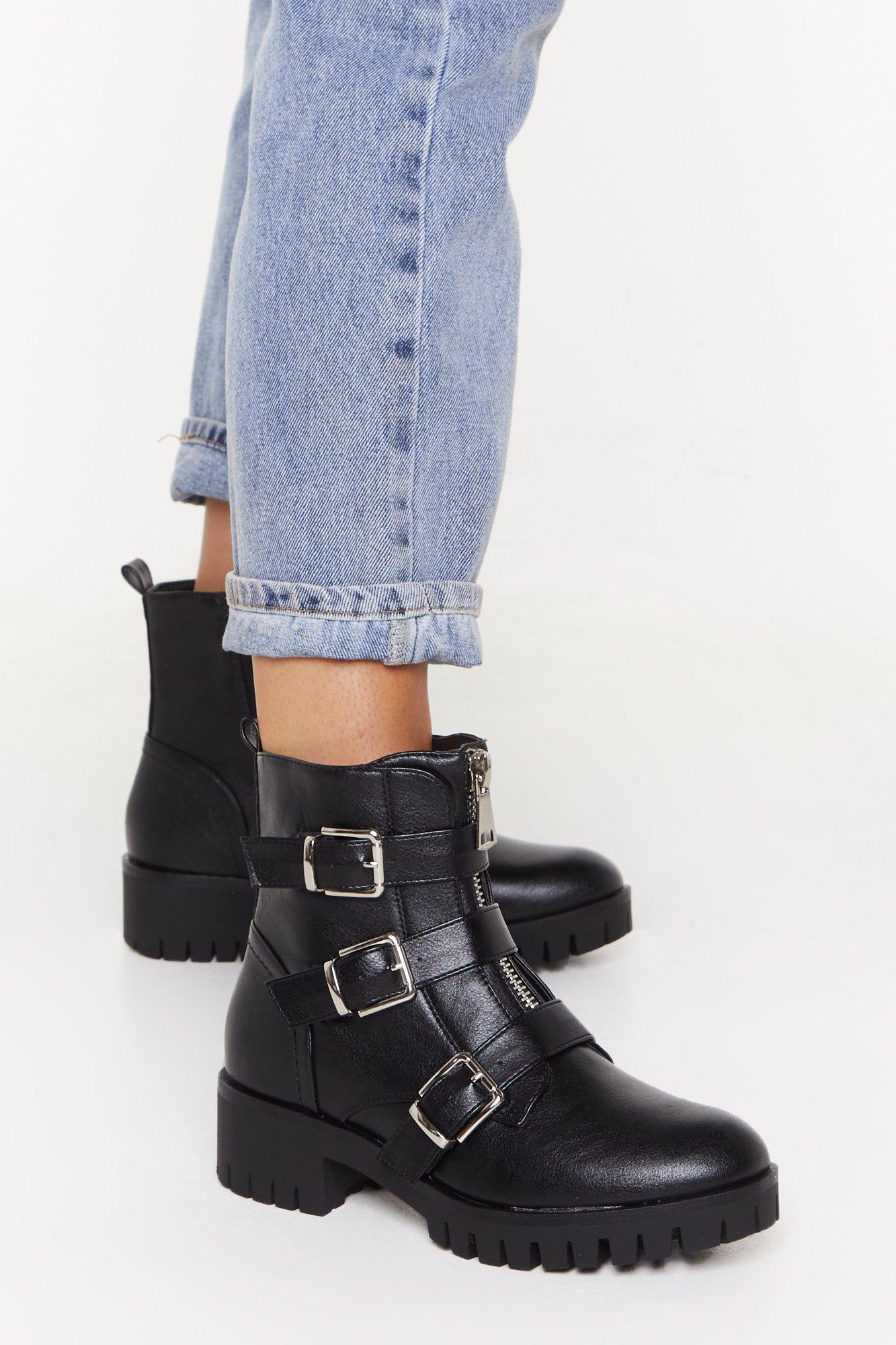 leather biker boots