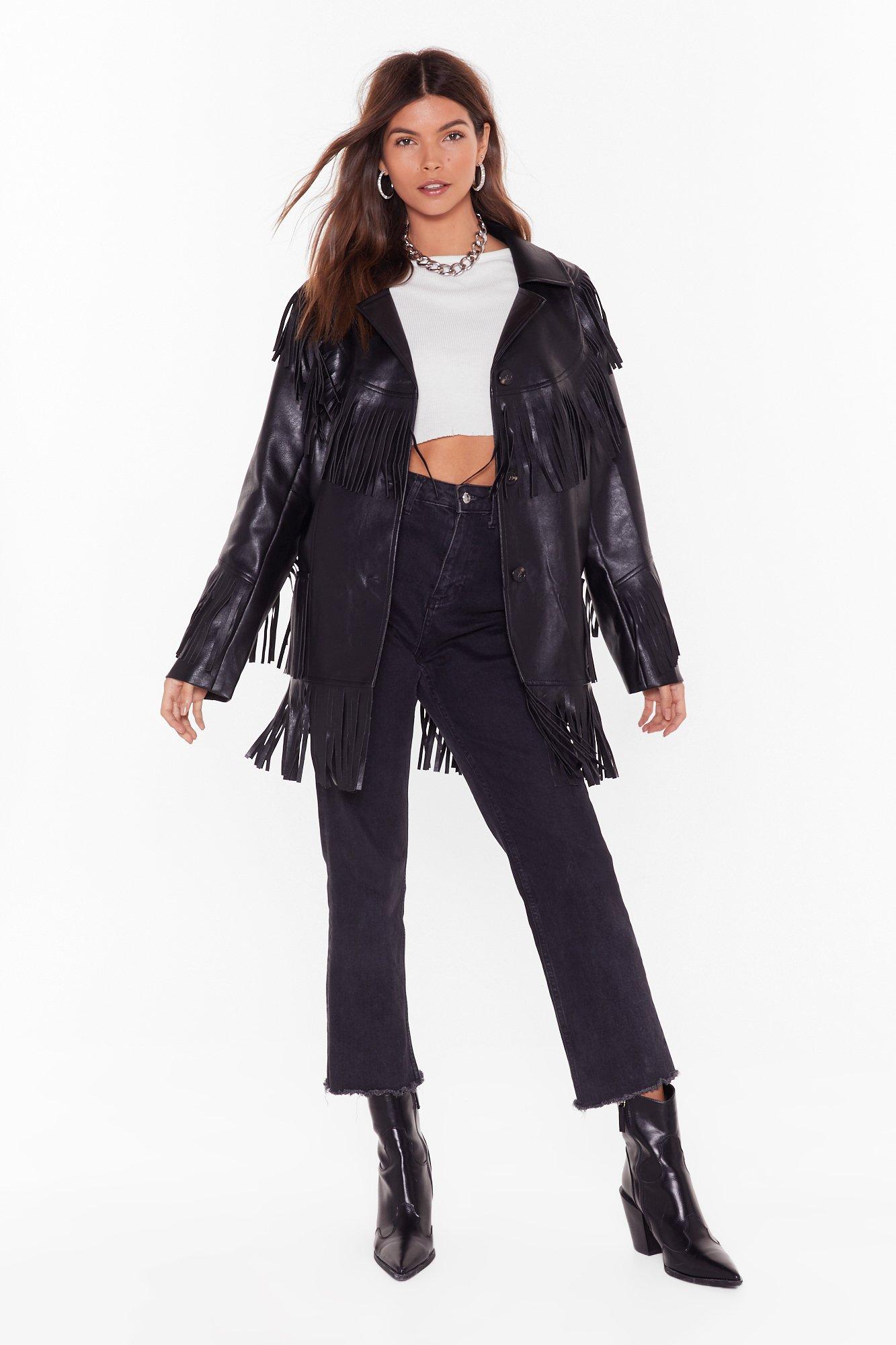 Veste Oversize En Similicuir A Franges Explication Frange Nasty Gal