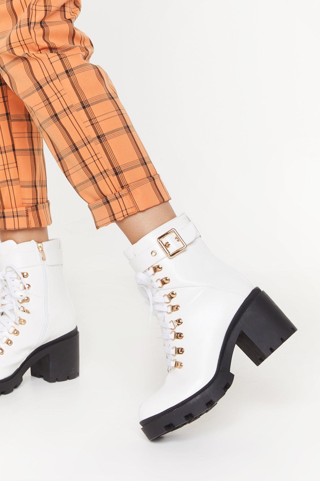 tan lace up boots with heel