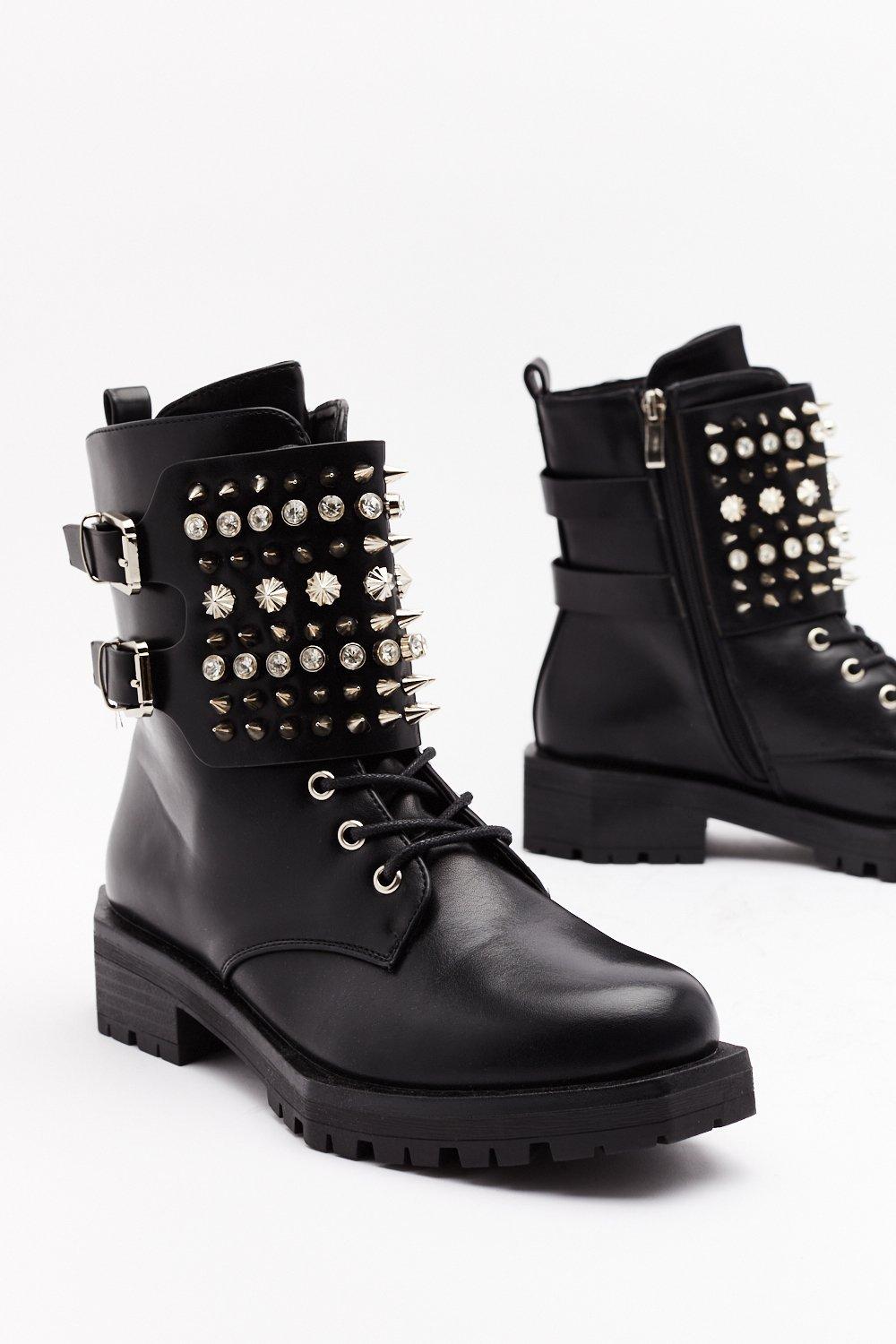 diamante biker boots