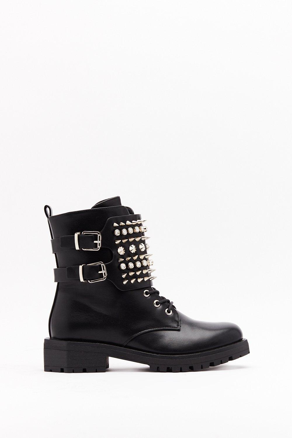 diamante biker boots