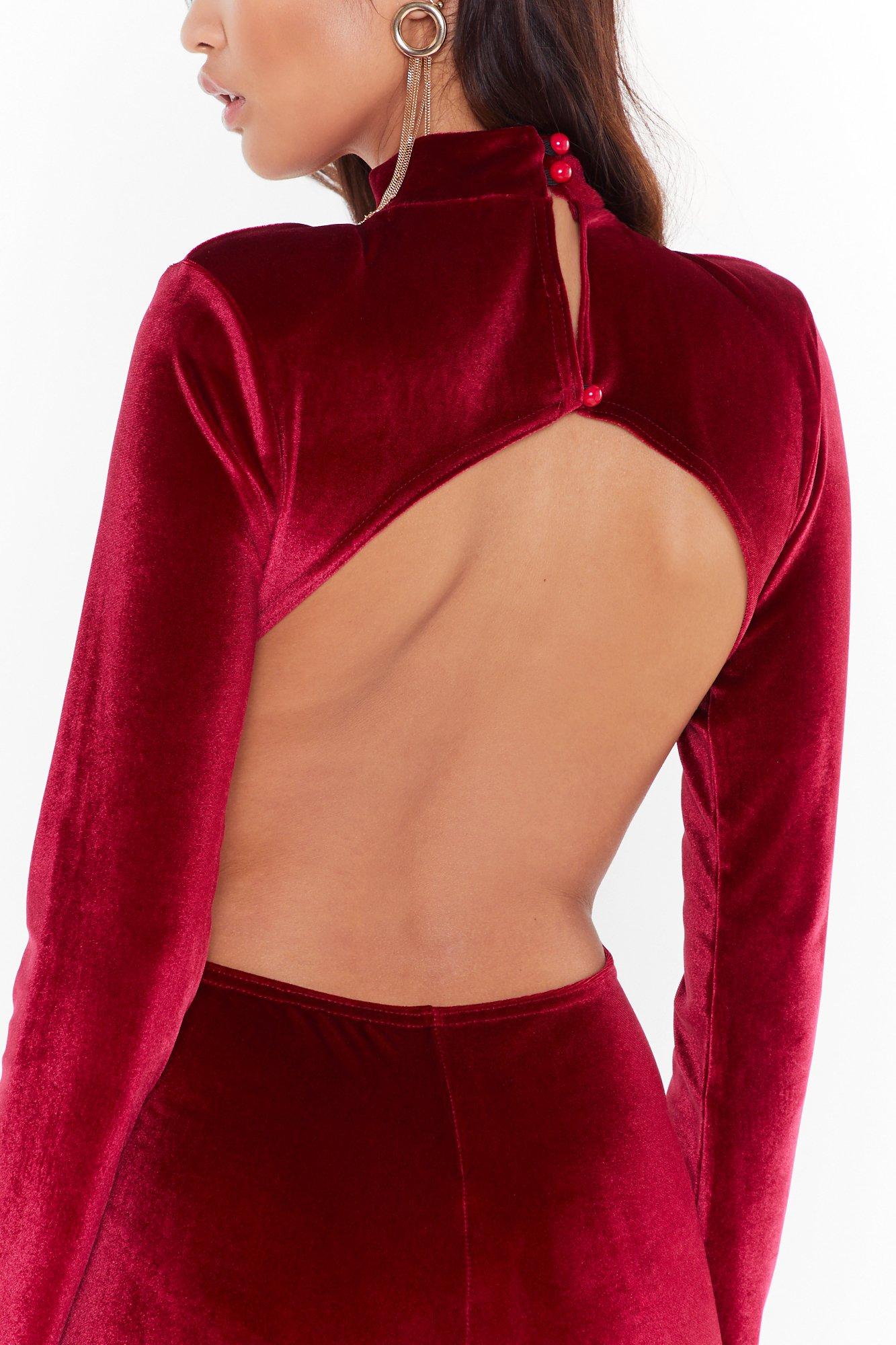 red velvet jumpsuit long sleeve