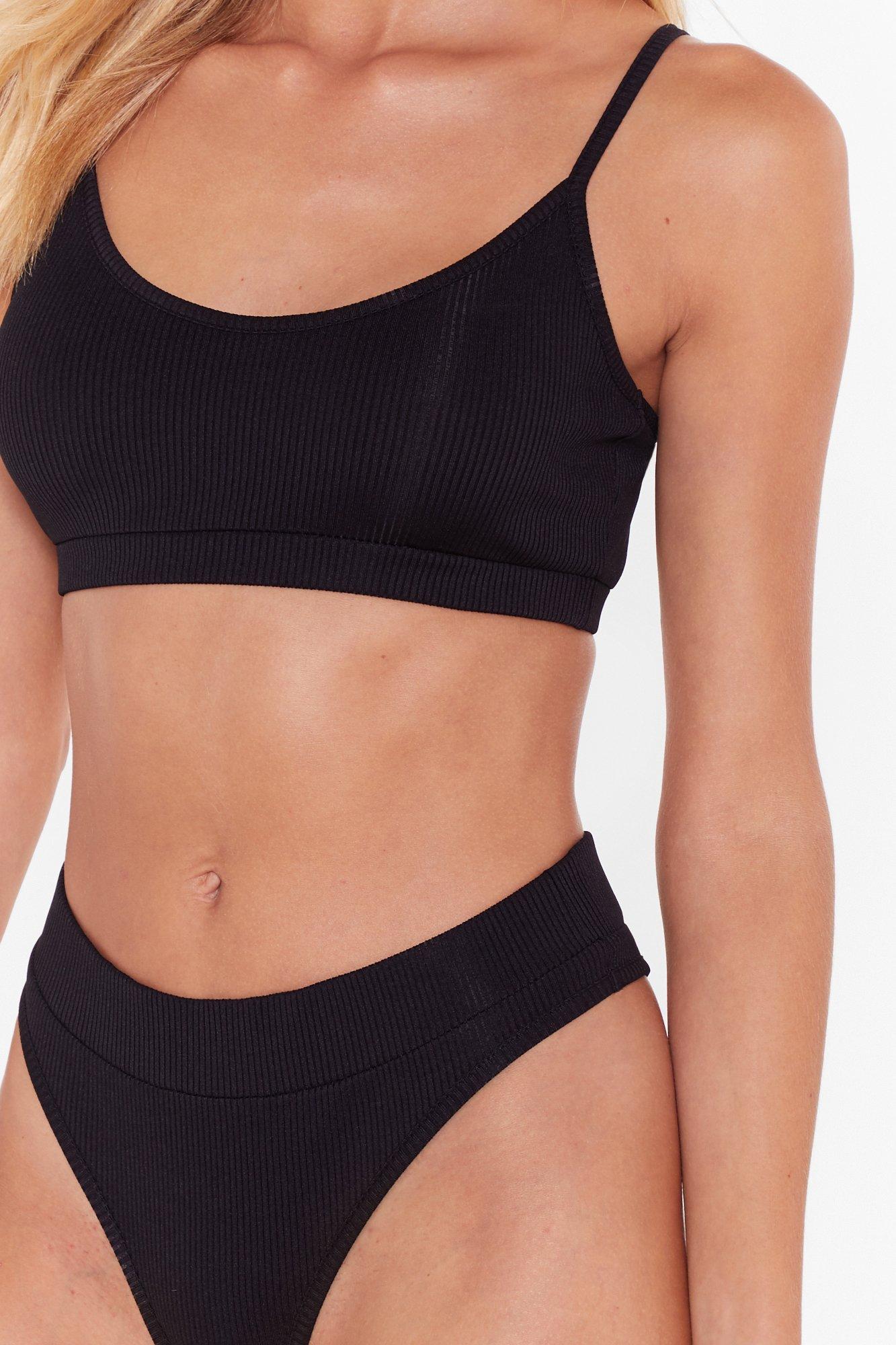 black ribbed bralette