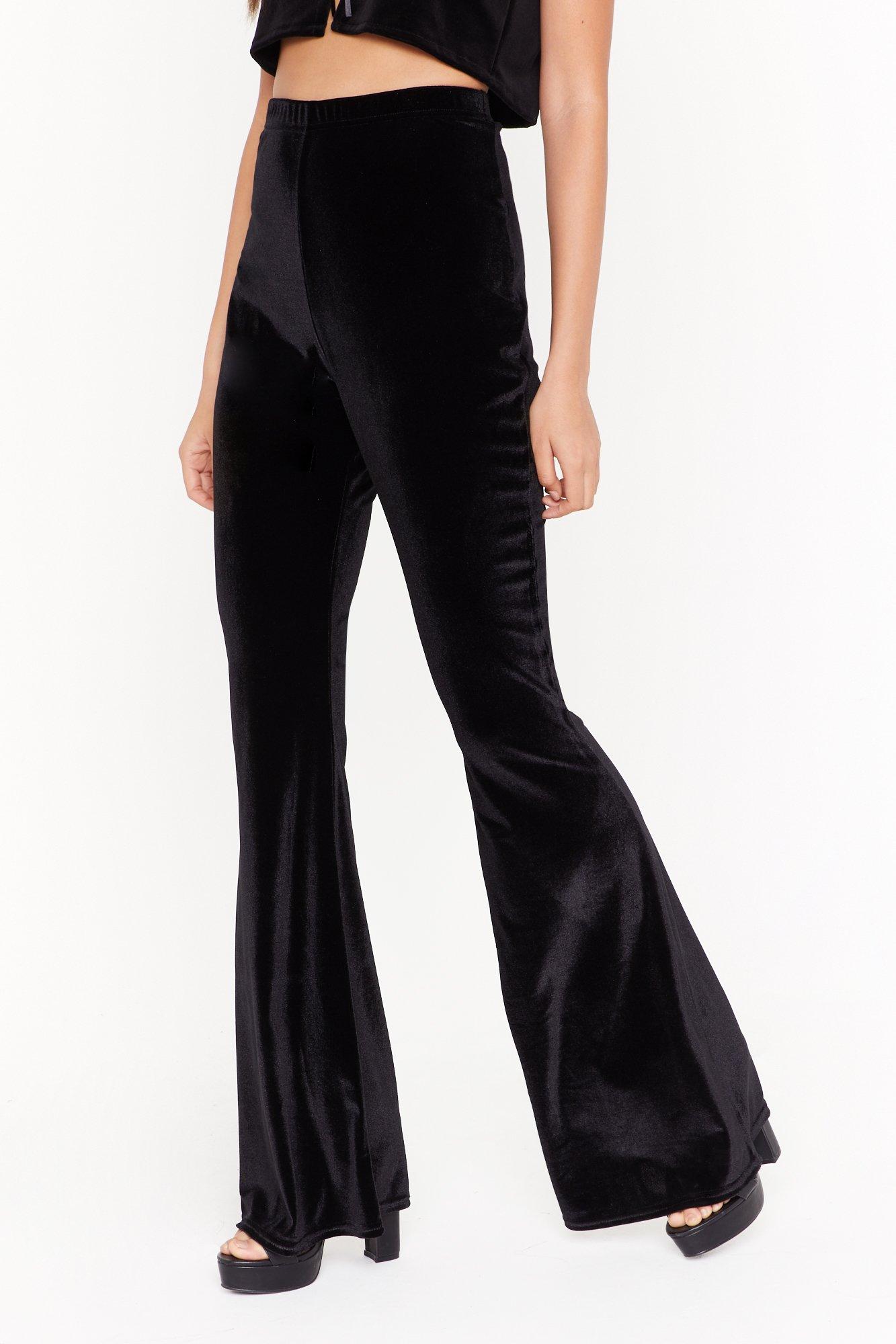 black velvet high waisted trousers