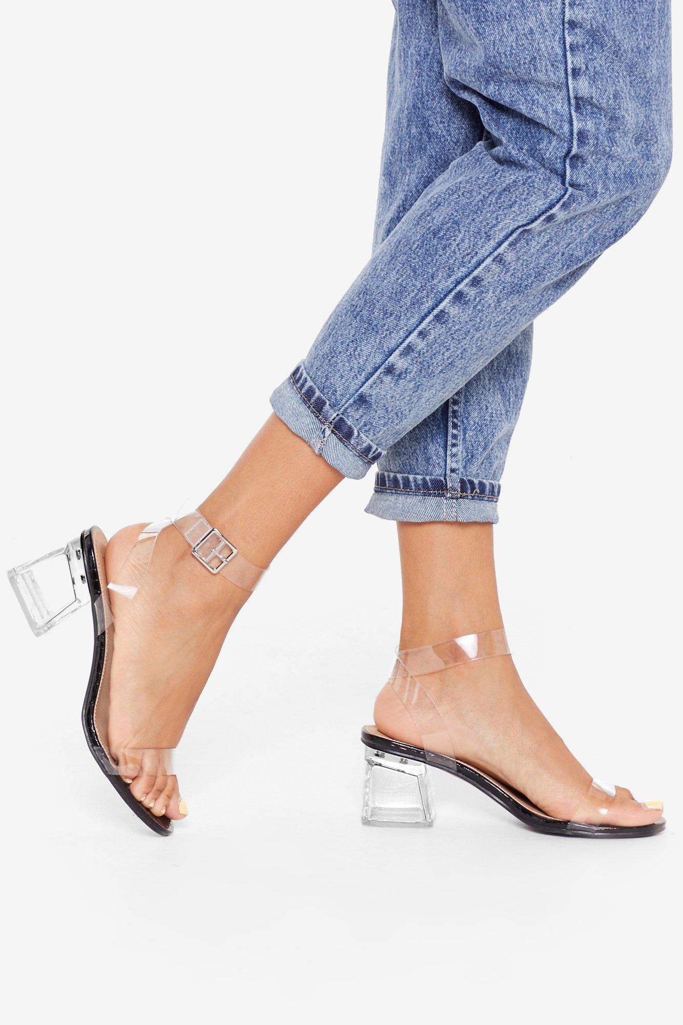 clear heels black bottom