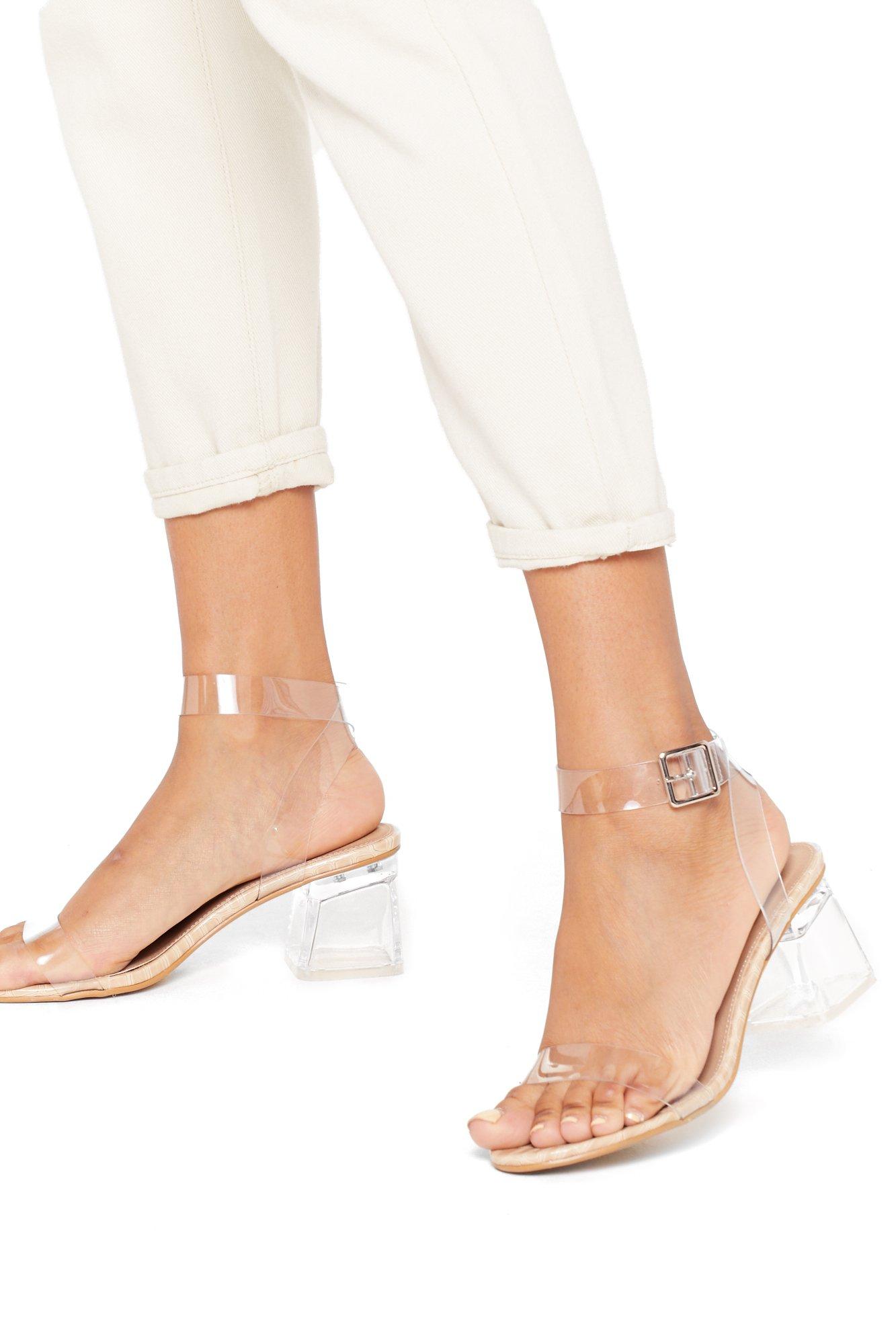 low block nude heels