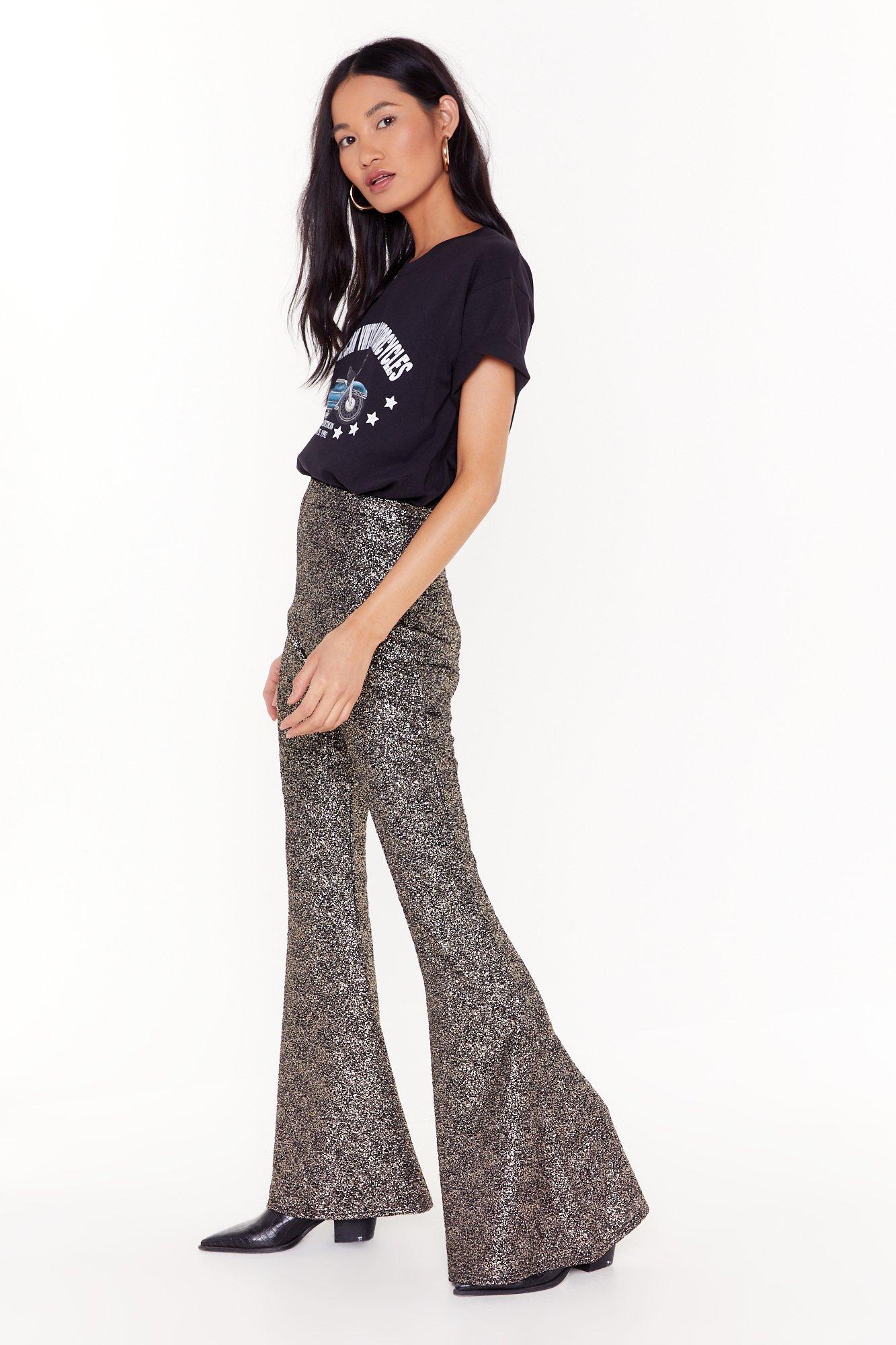 flare glitter pants