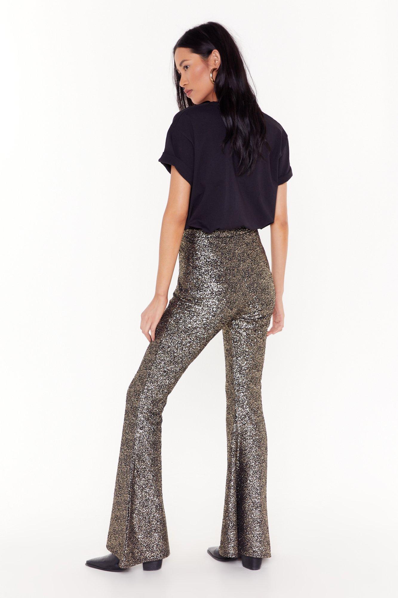 black sparkly flares