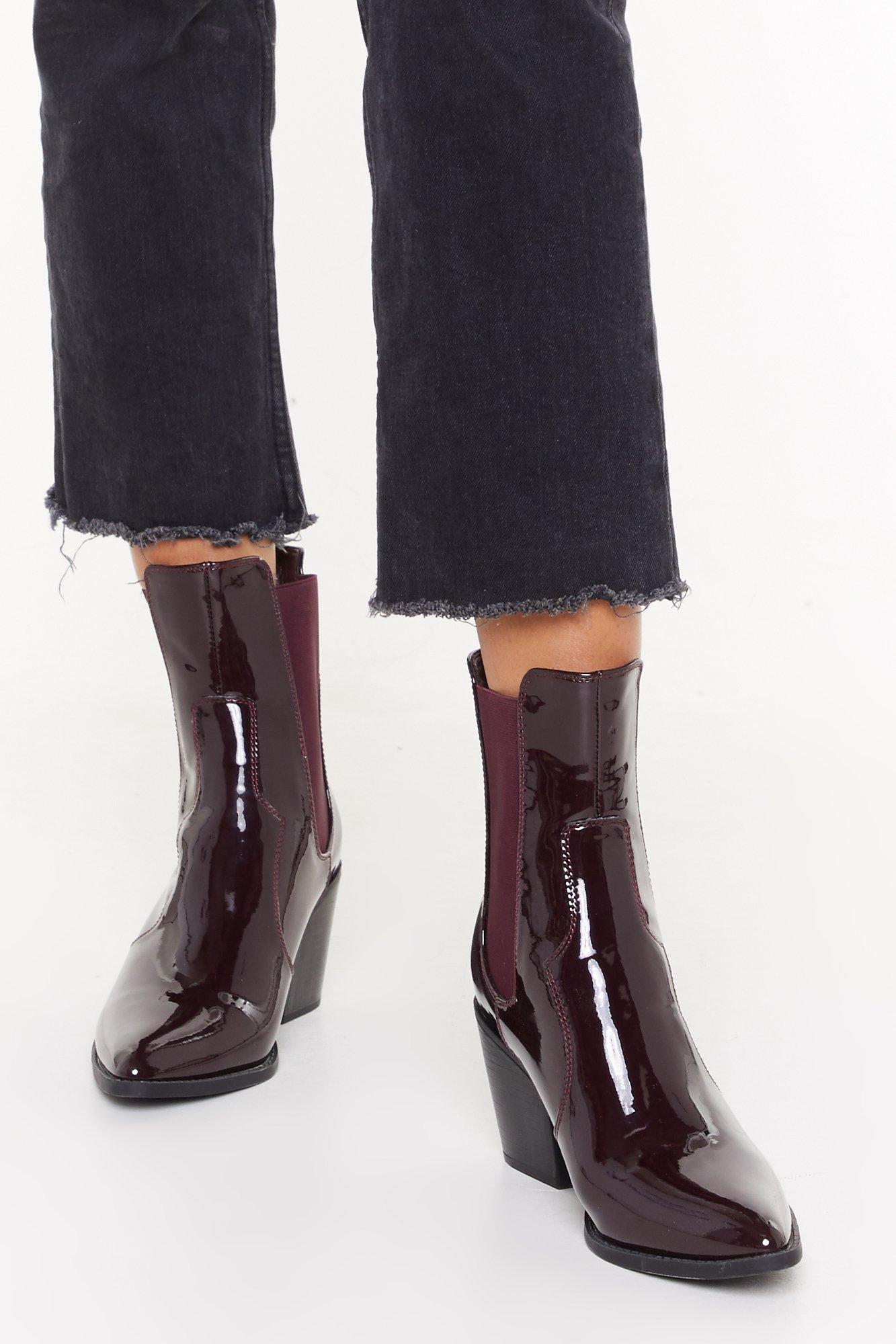cheap patent leather boots