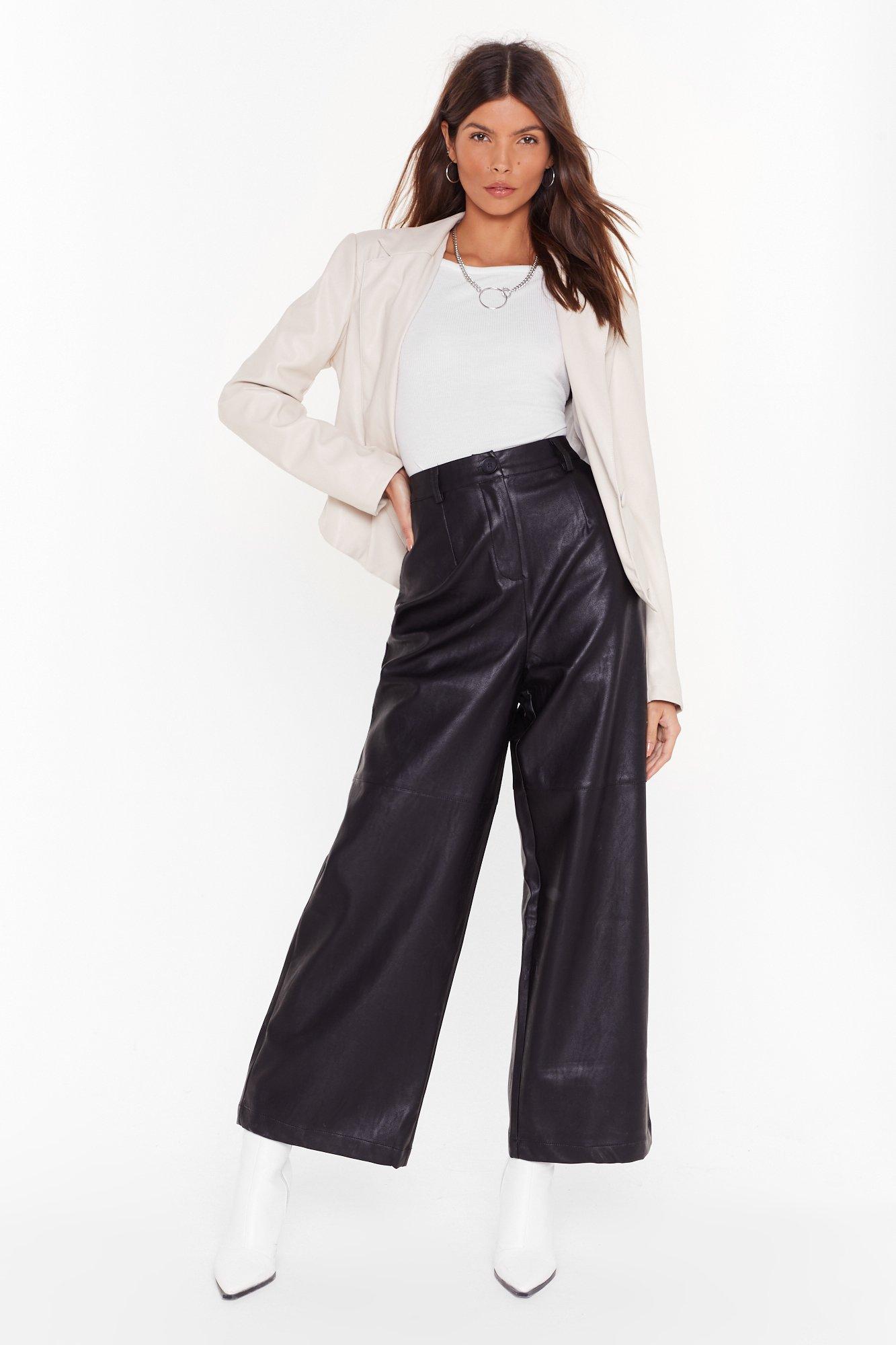 faux leather wide leg pants