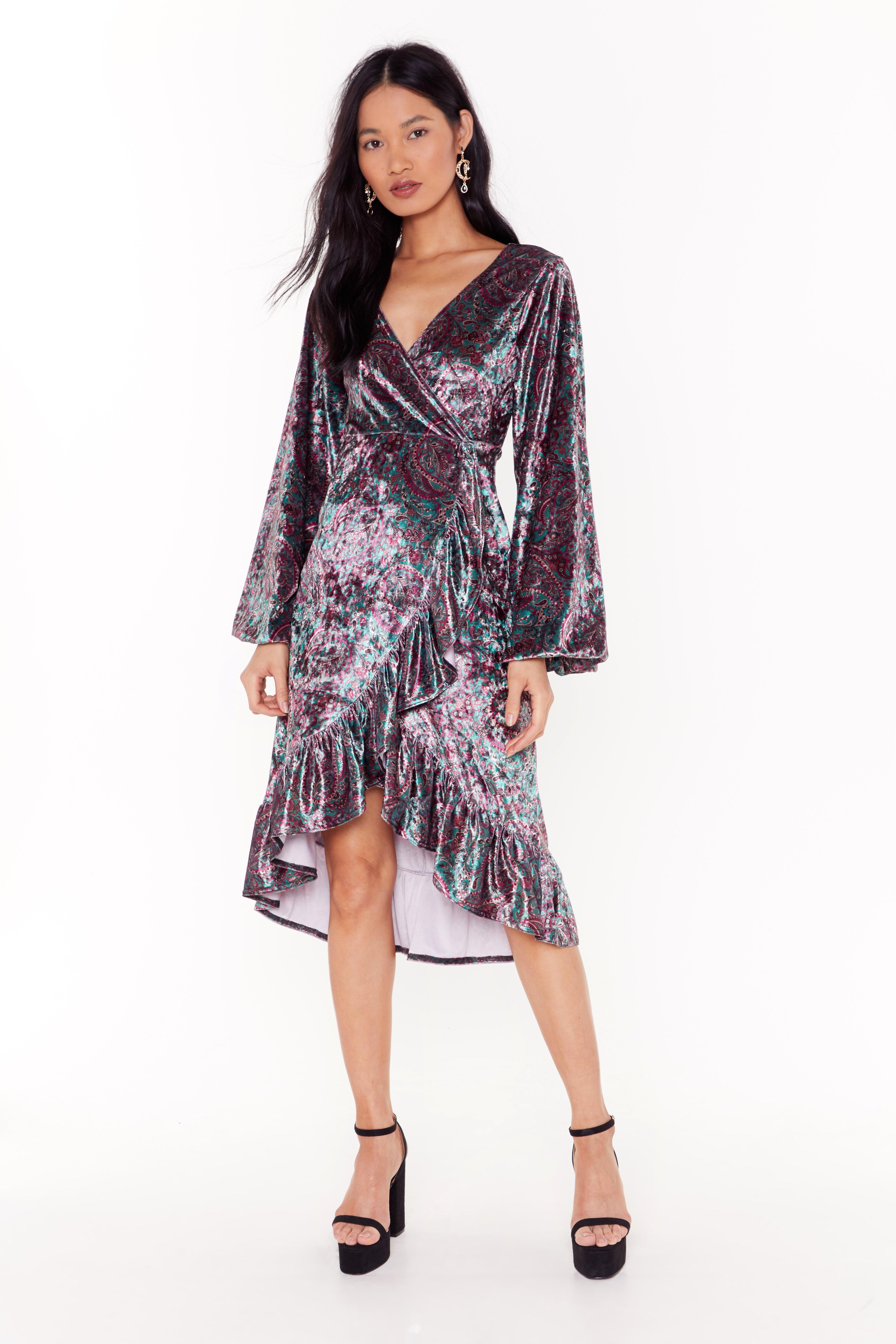 ruffle velvet dress