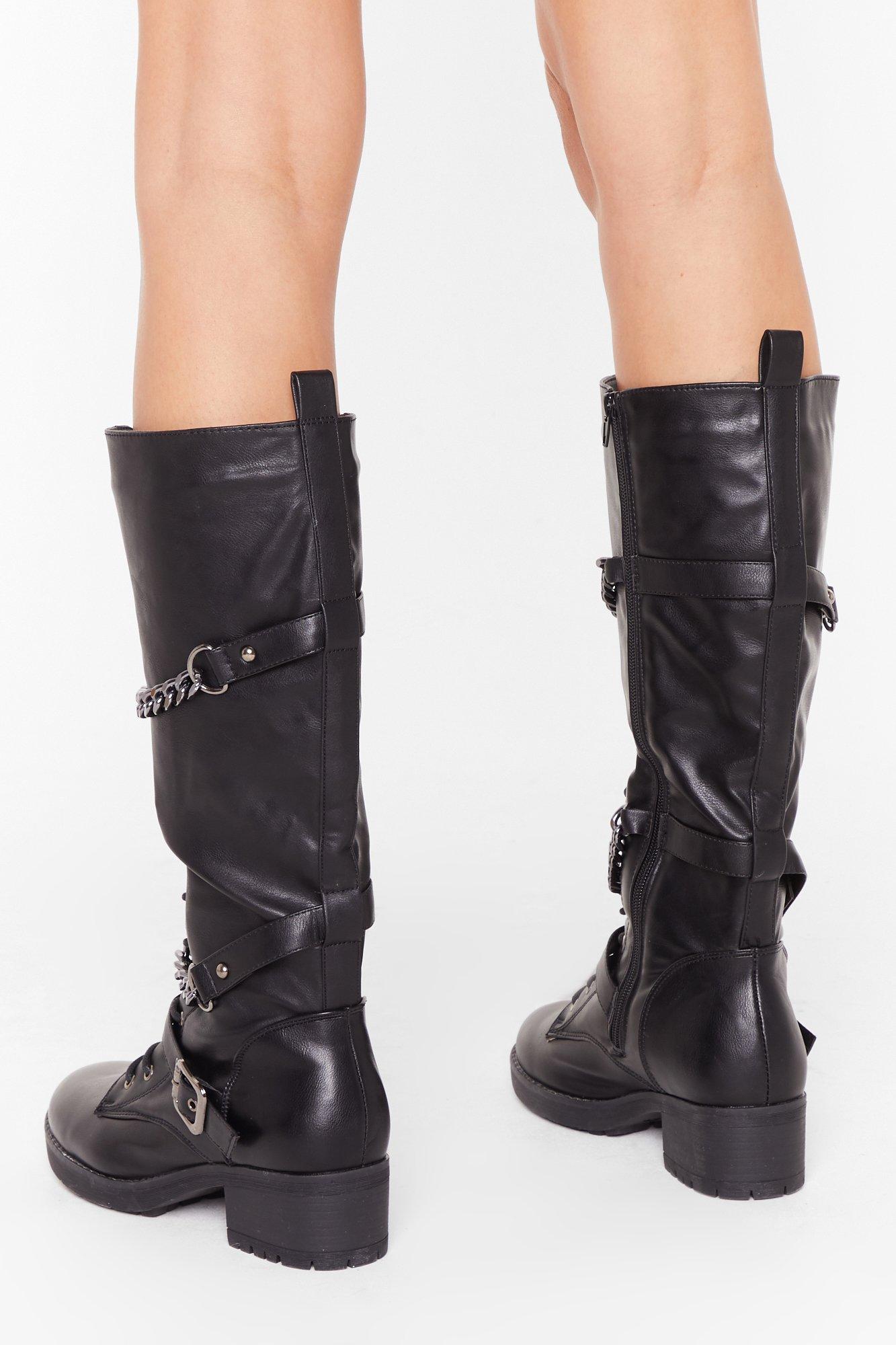 black calf high boots