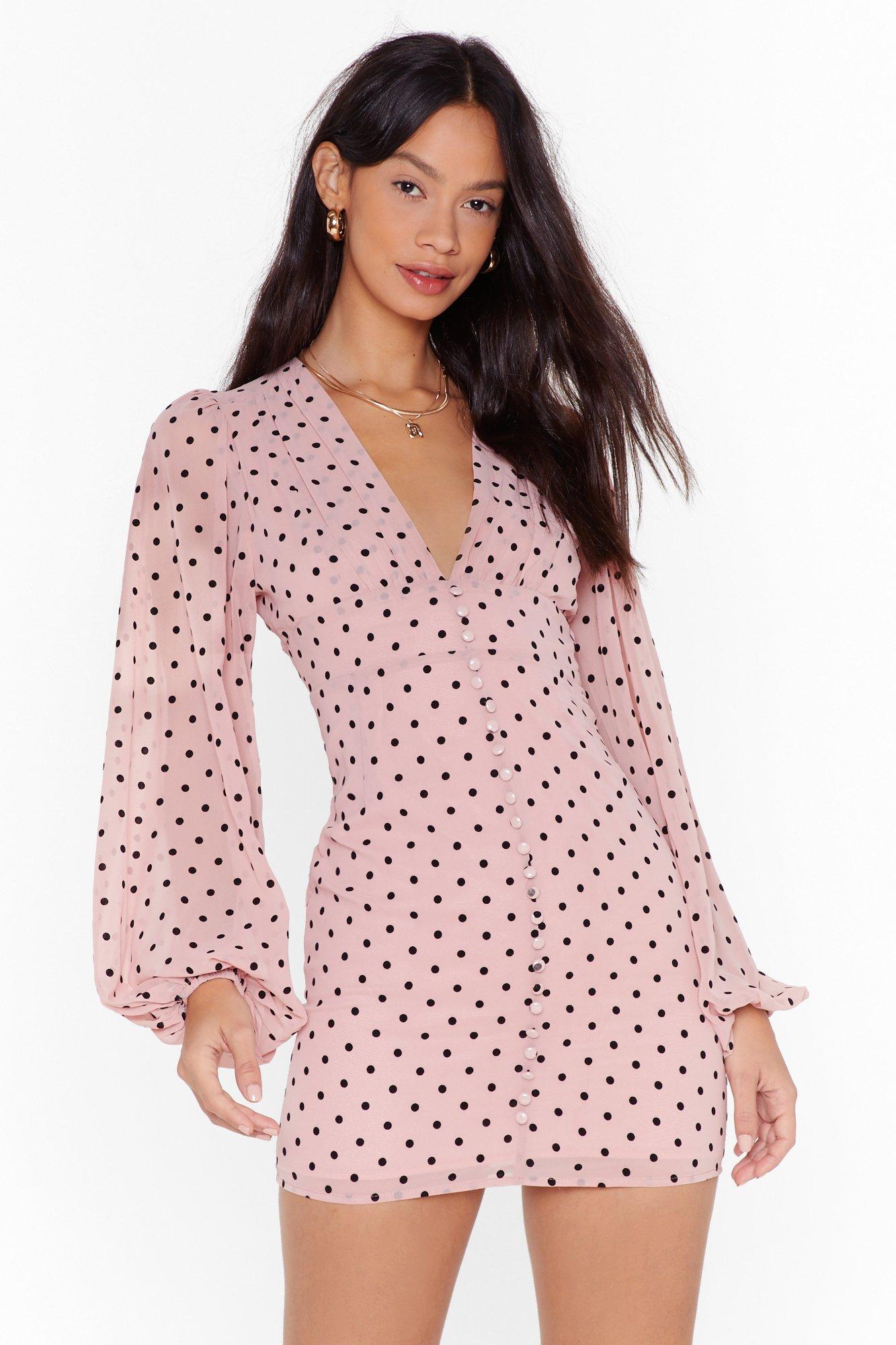 pink balloon sleeve dress