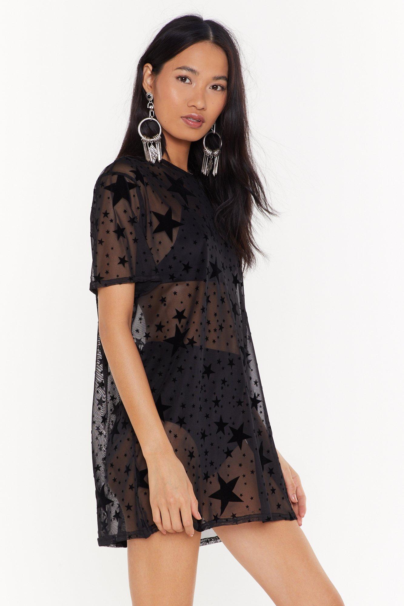 black sheer t shirt dress