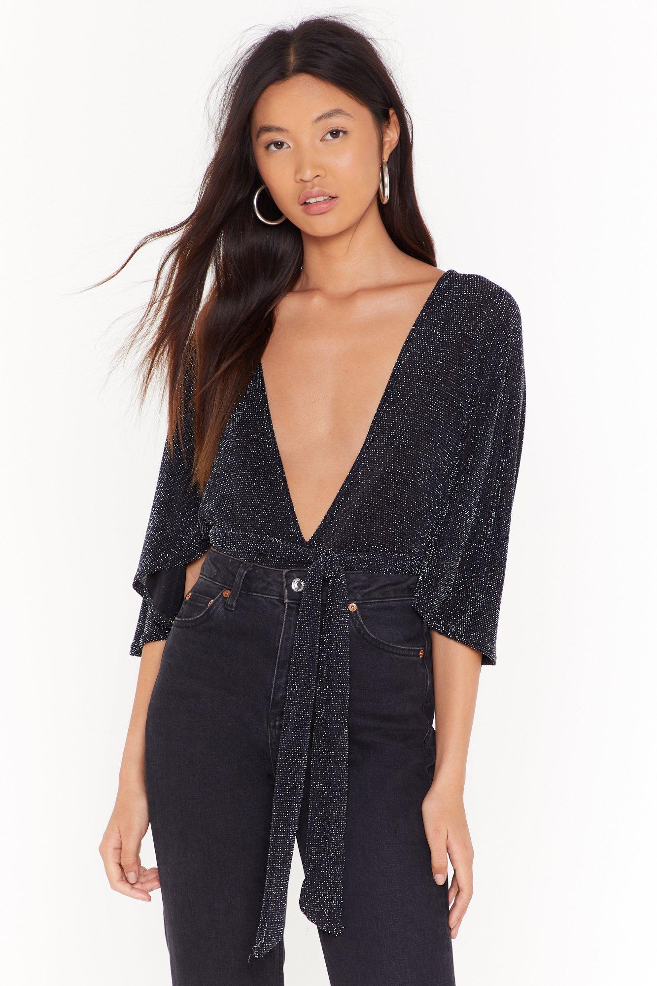 plunging neckline bodysuit