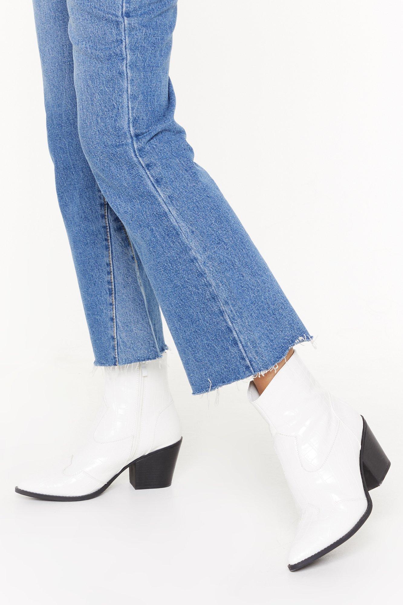 white croc ankle boots