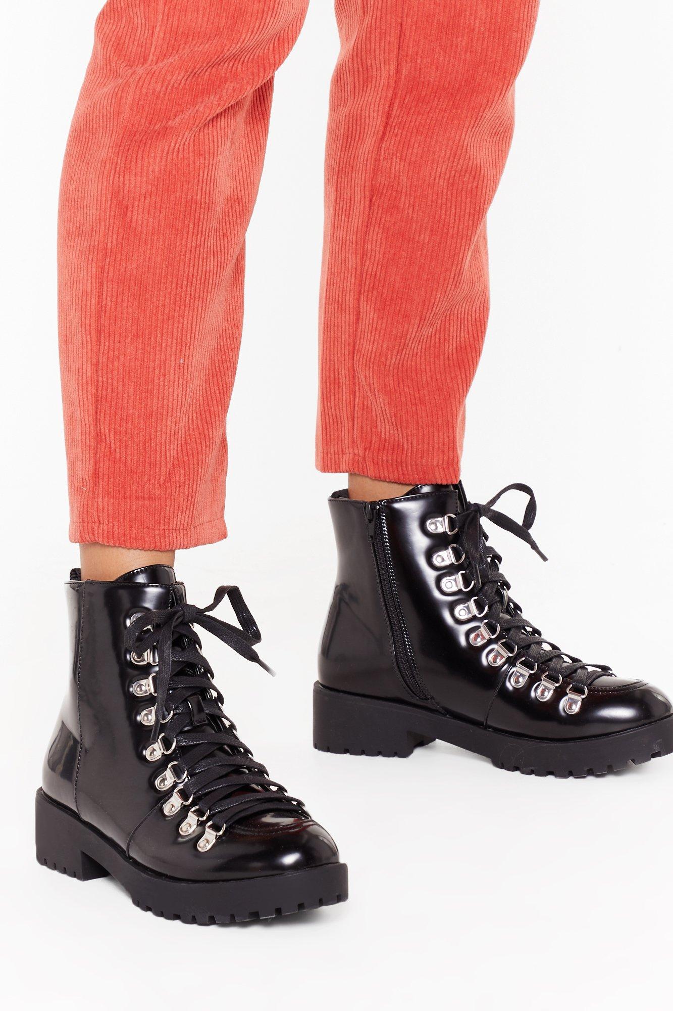 lace up faux leather boots