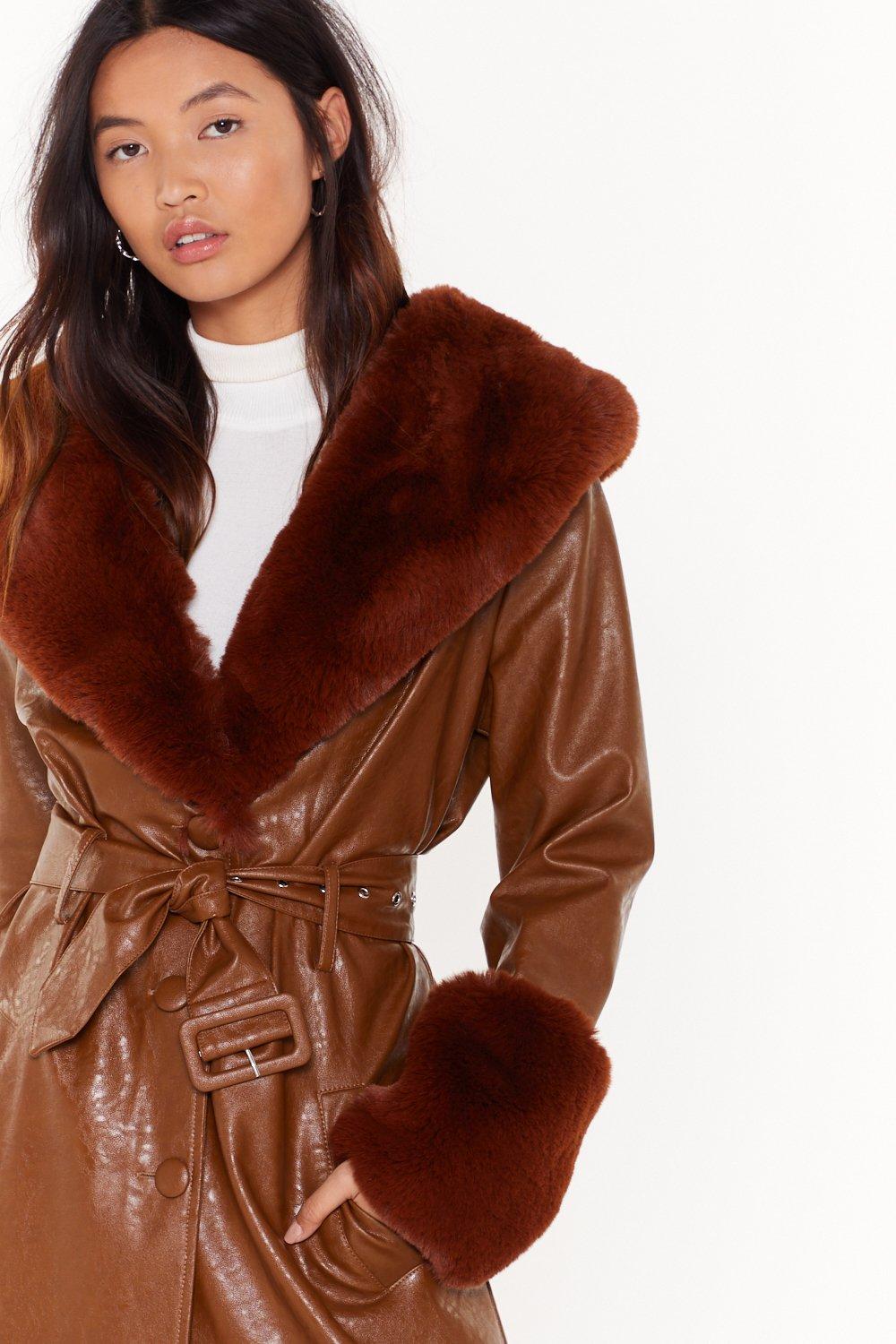 faux fur collar jacket